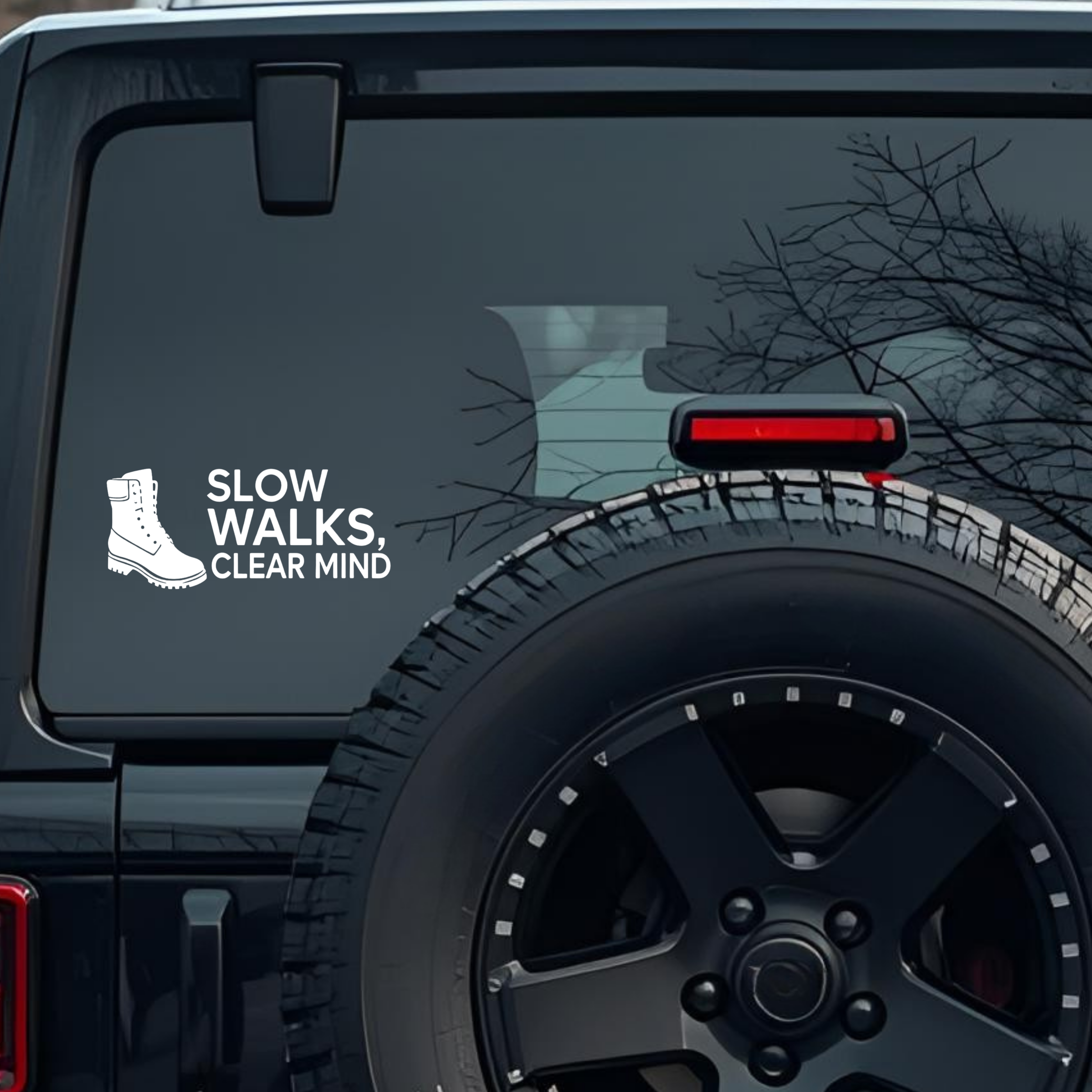 Slow Walks, Clear Mind Large 6 inch Premium Decal Sticker For Car Bumper Window Rear Windshield Stic