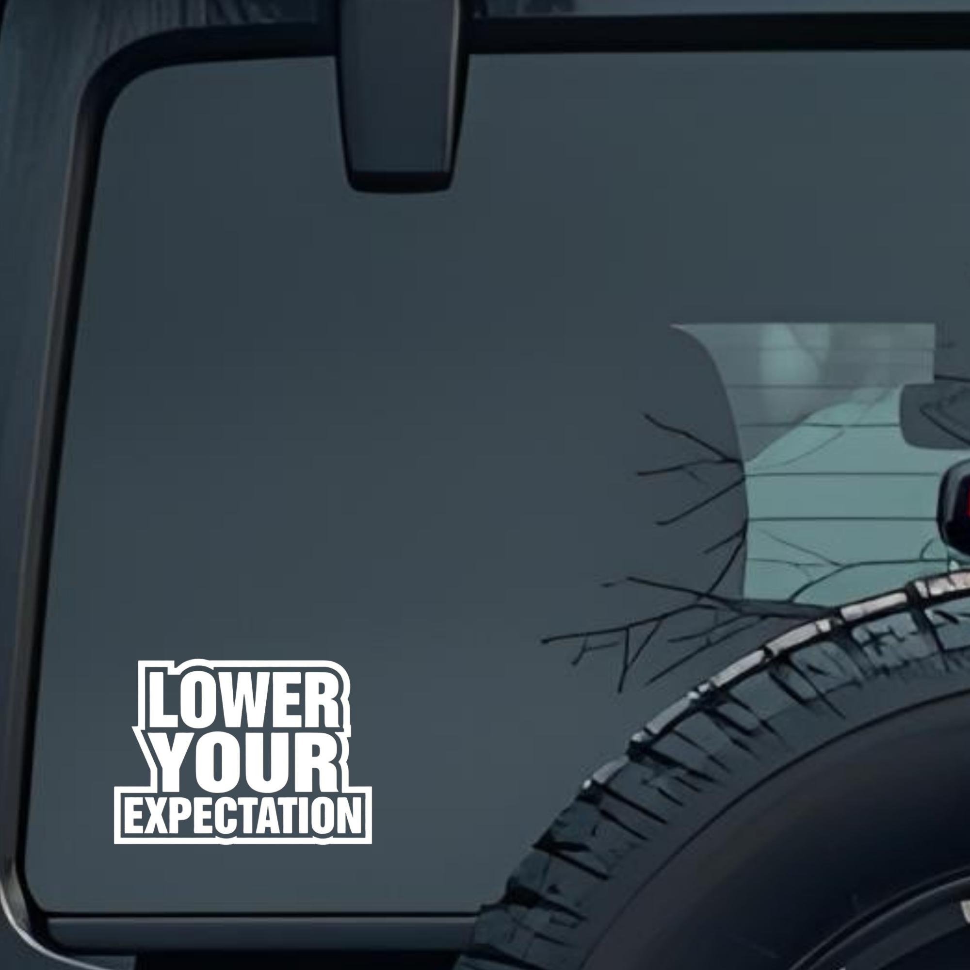 Lower Your Expectation Large 6 inch Premium Decal Sticker For Car Bumper Window Rear Windshield Stic