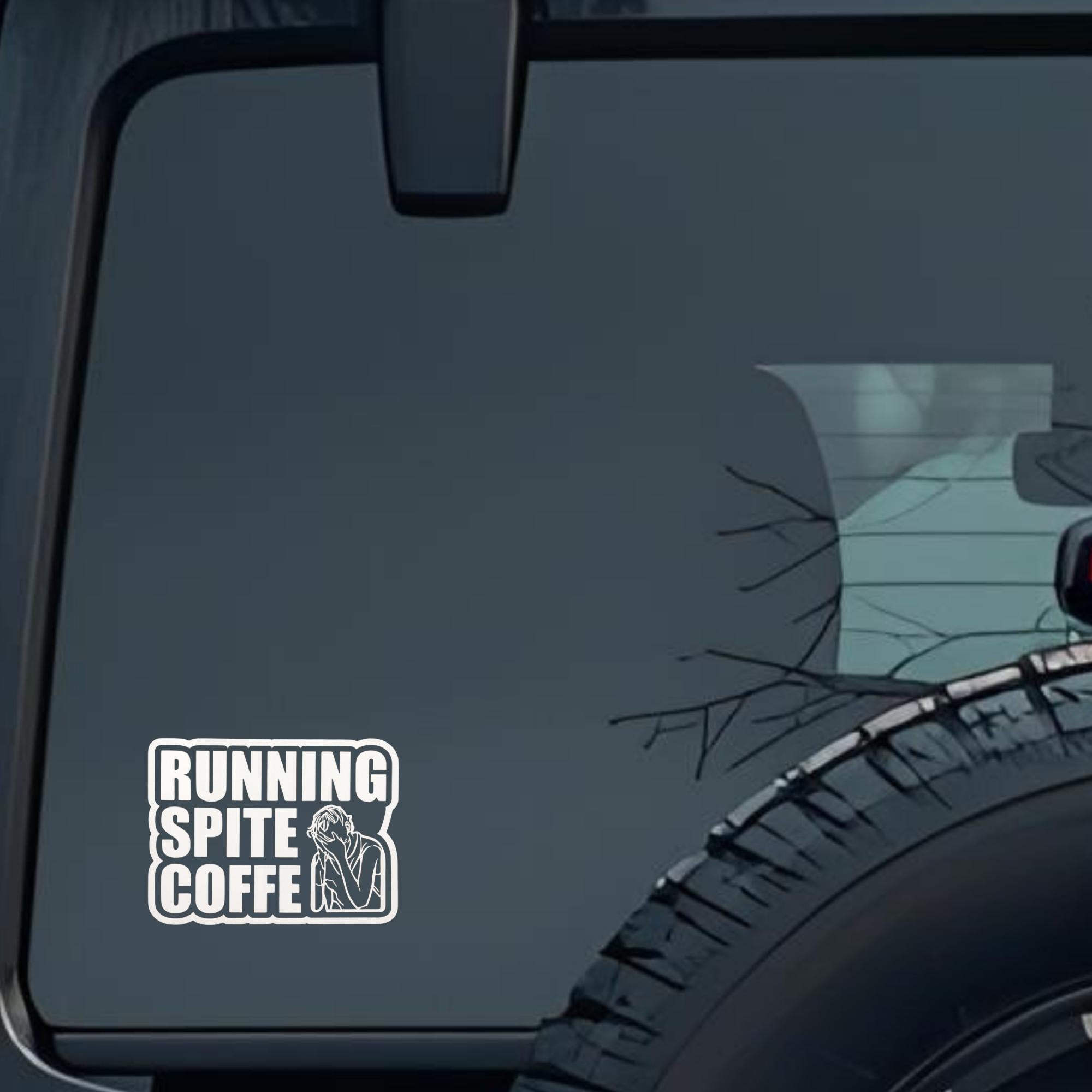 Running Spite Coffe Large 6 inch Premium Decal Sticker For Car Bumper Window Rear Windshield Sticker