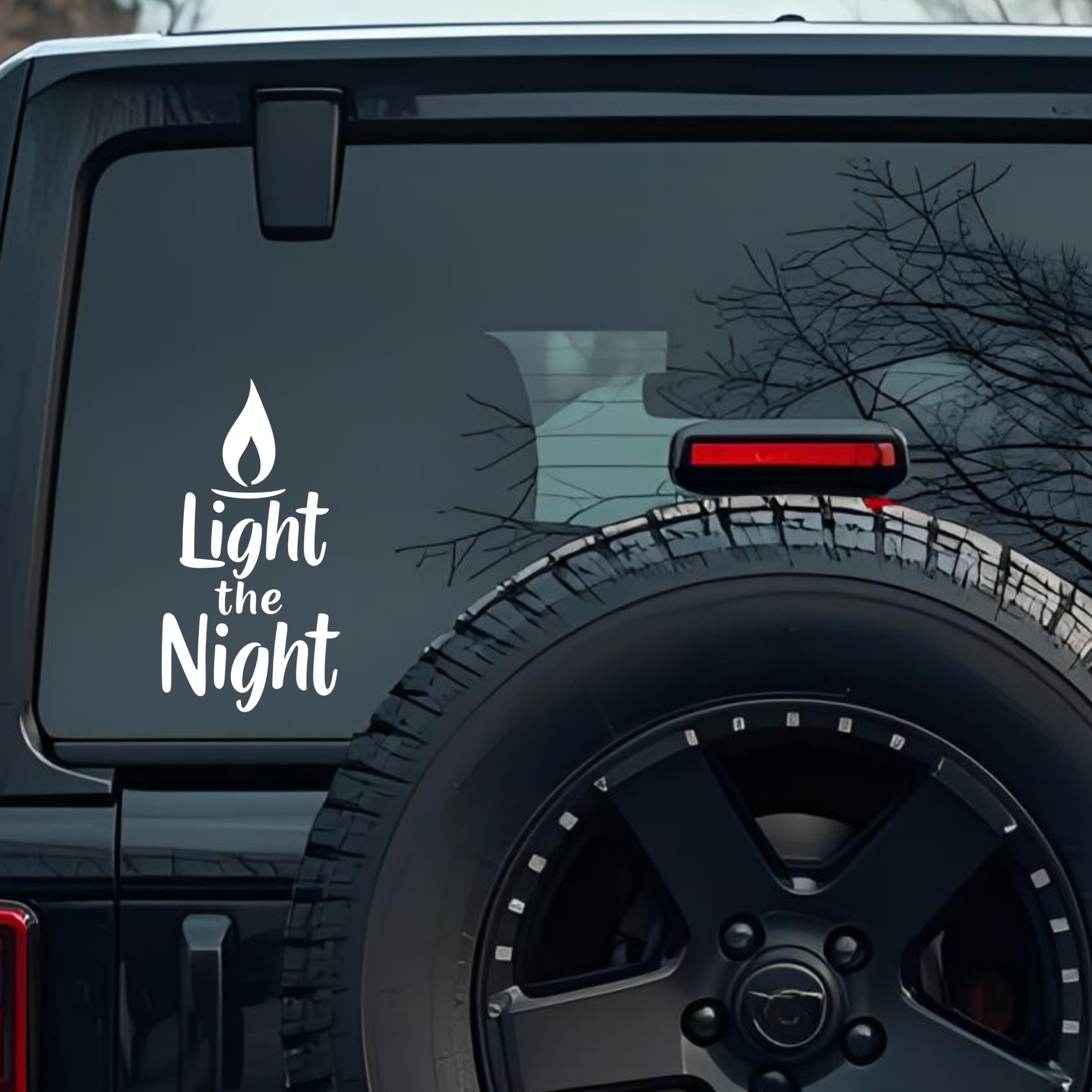 Light the Night Large 6 inch Premium Decal Sticker For Car Bumper Window Rear Windshield Stickers, W