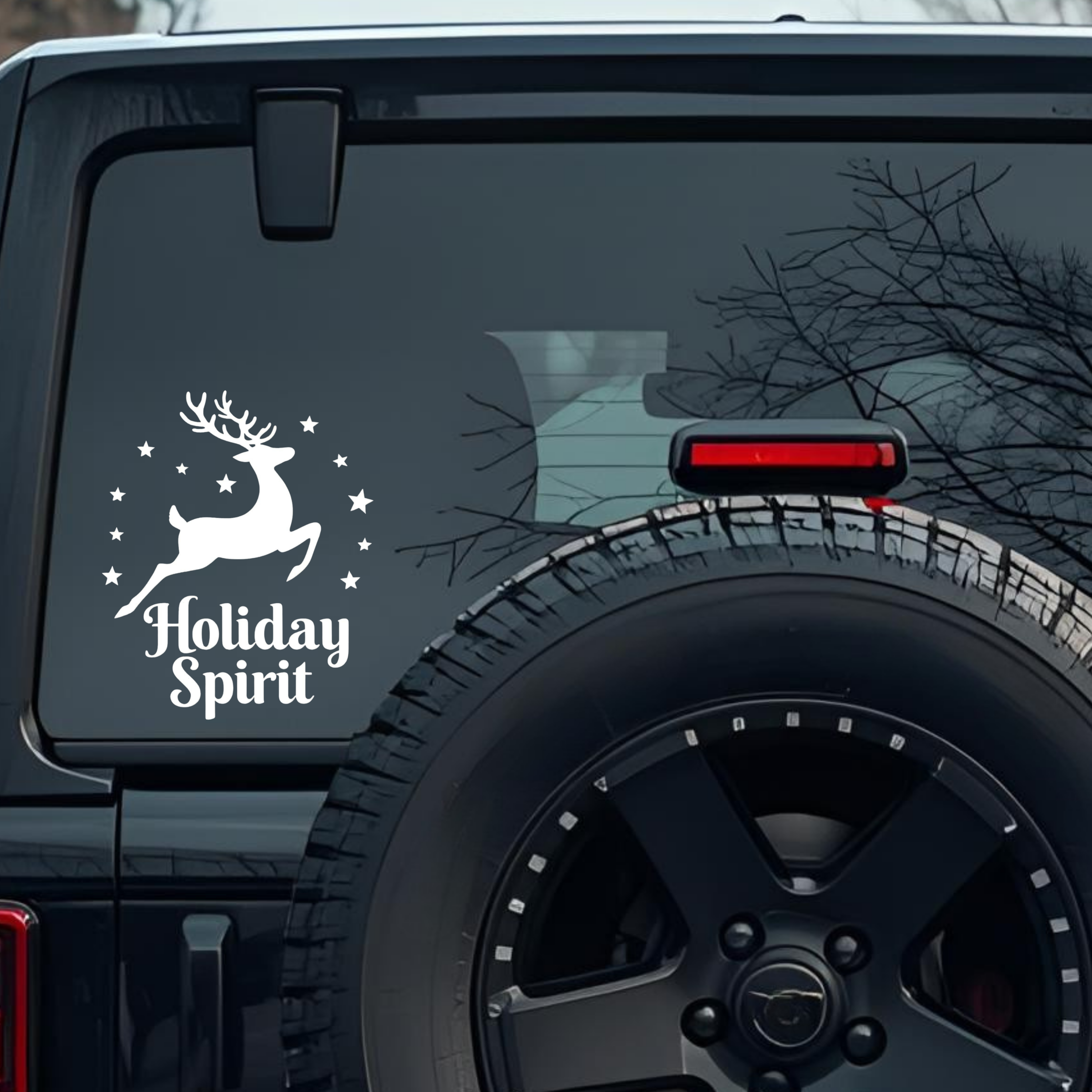 Holiday Spirit Large 6 inch Premium Decal Sticker For Car Bumper Window Rear Windshield Stickers, Wa