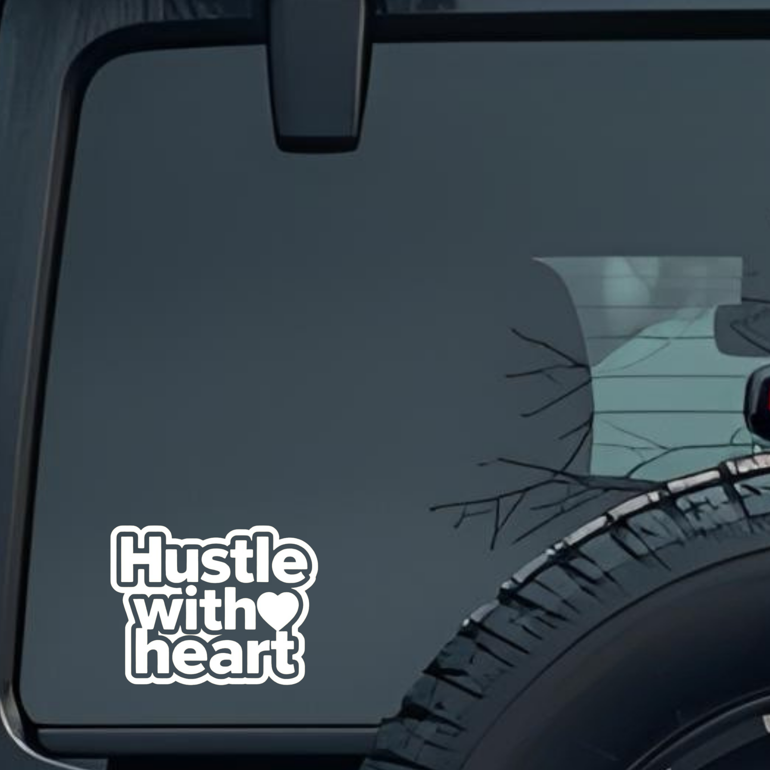 Hustle with Heart Large 6 inch Premium Decal Sticker For Car Bumper Window Rear Windshield Stickers,