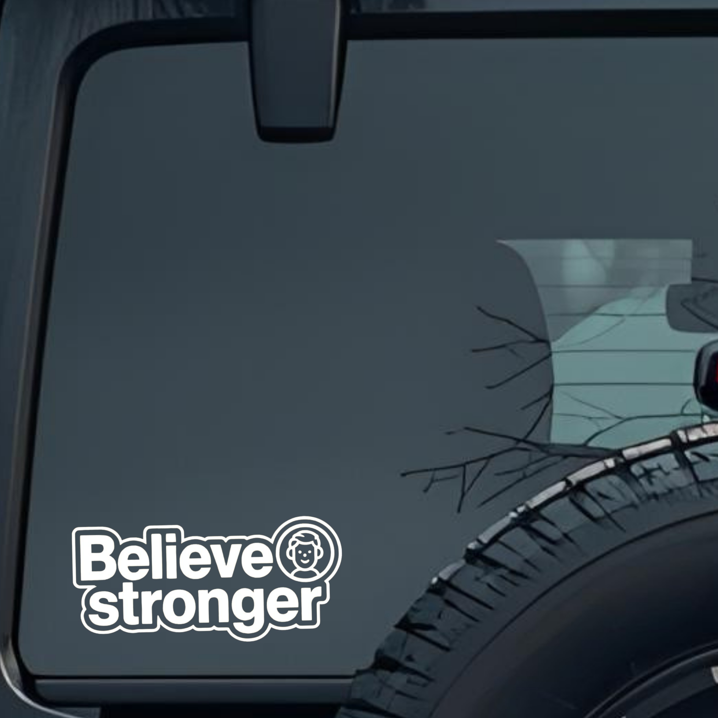 Believe Stroger Large 6 inch Premium Decal Sticker For Car Bumper Window Rear Windshield Stickers, W