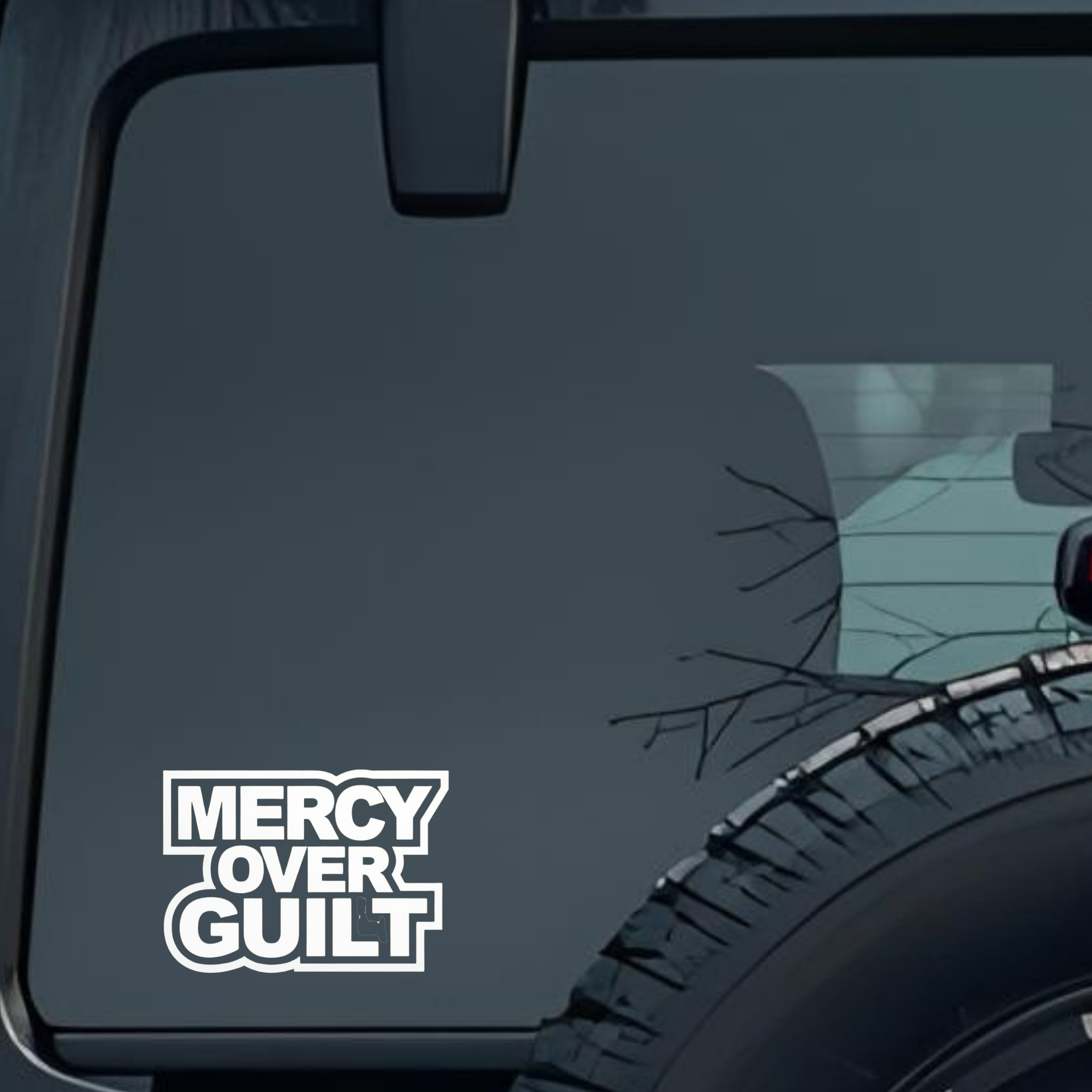 Mercy Over Guilt Large 6 inch Premium Decal Sticker For Car Bumper Window Rear Windshield Stickers,