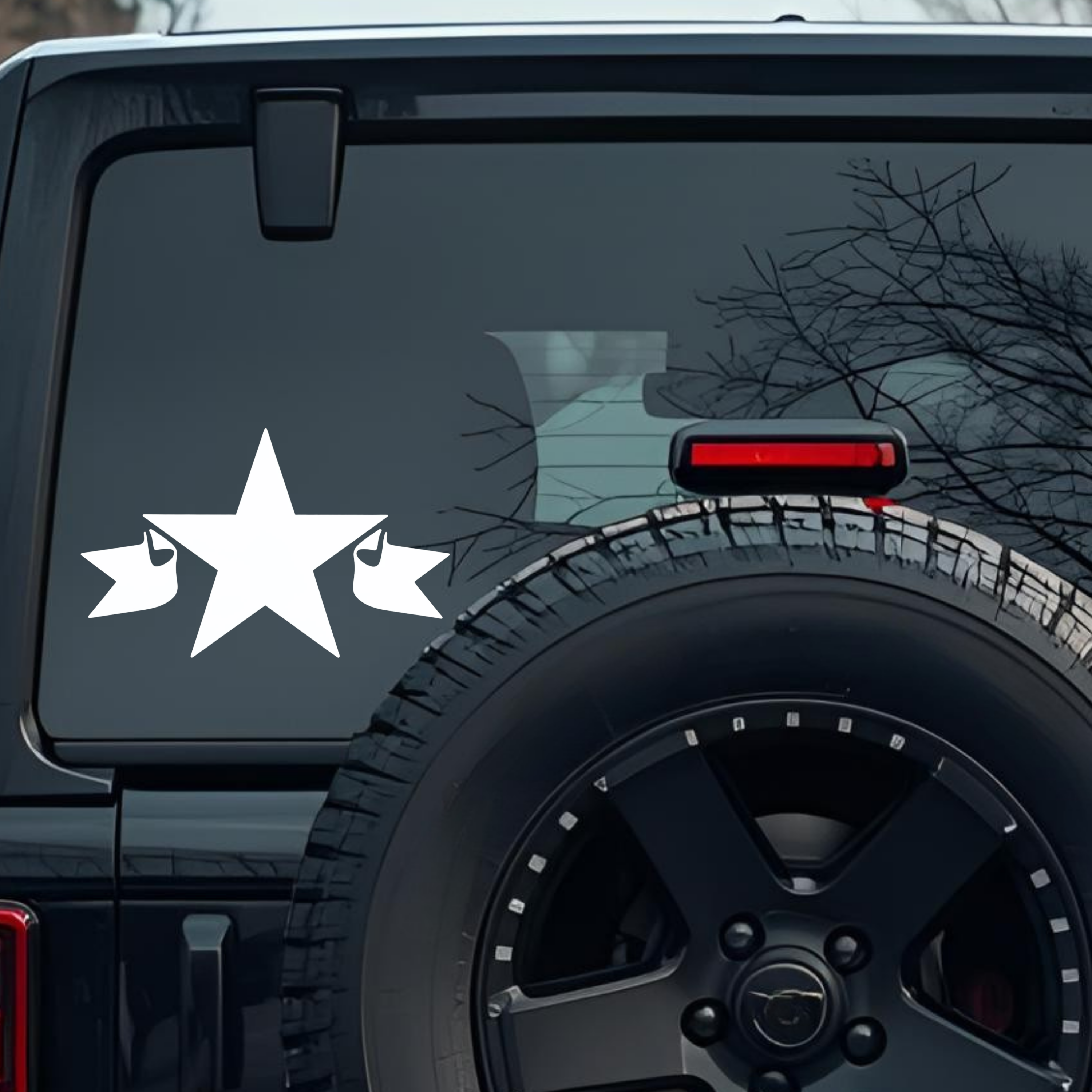Star Icon Large 6 inch Premium Decal Sticker For Car Bumper Window Rear Windshield Stickers, Warning