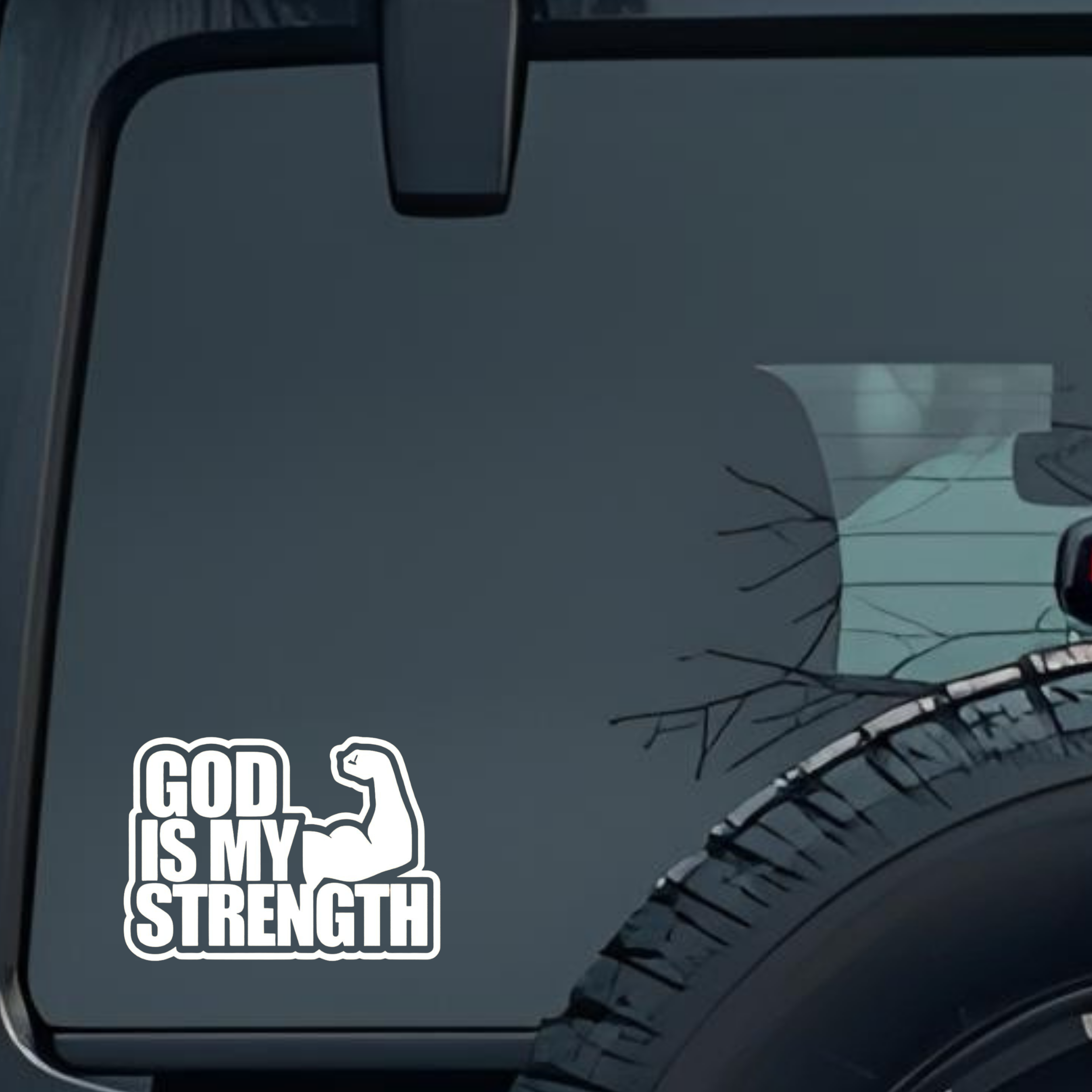 God Is My Strength Large 6 inch Premium Decal Sticker For Car Bumper Window Rear Windshield Stickers