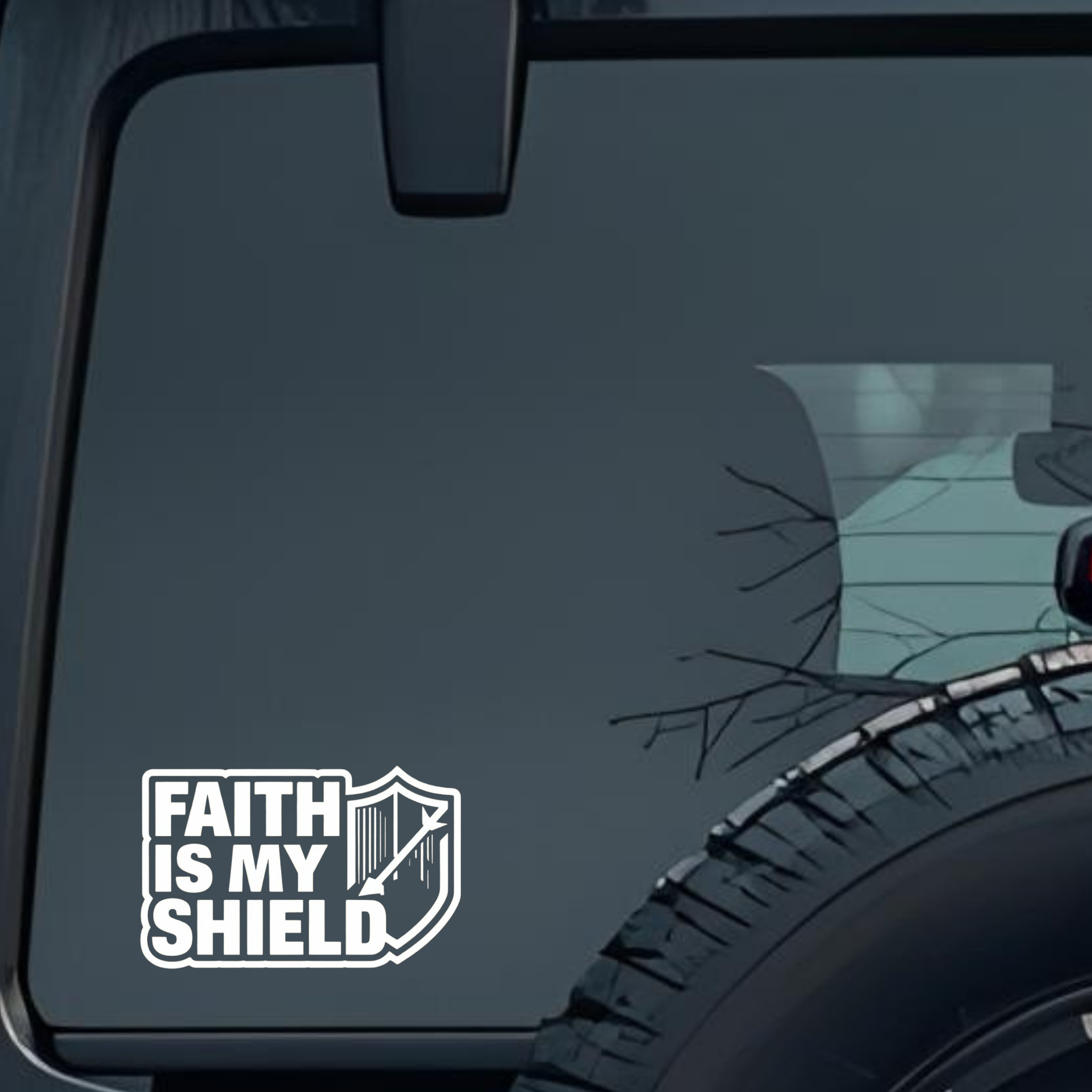 Faith Is My Shield Large 6 inch Premium Decal Sticker For Car Bumper Window Rear Windshield Stickers