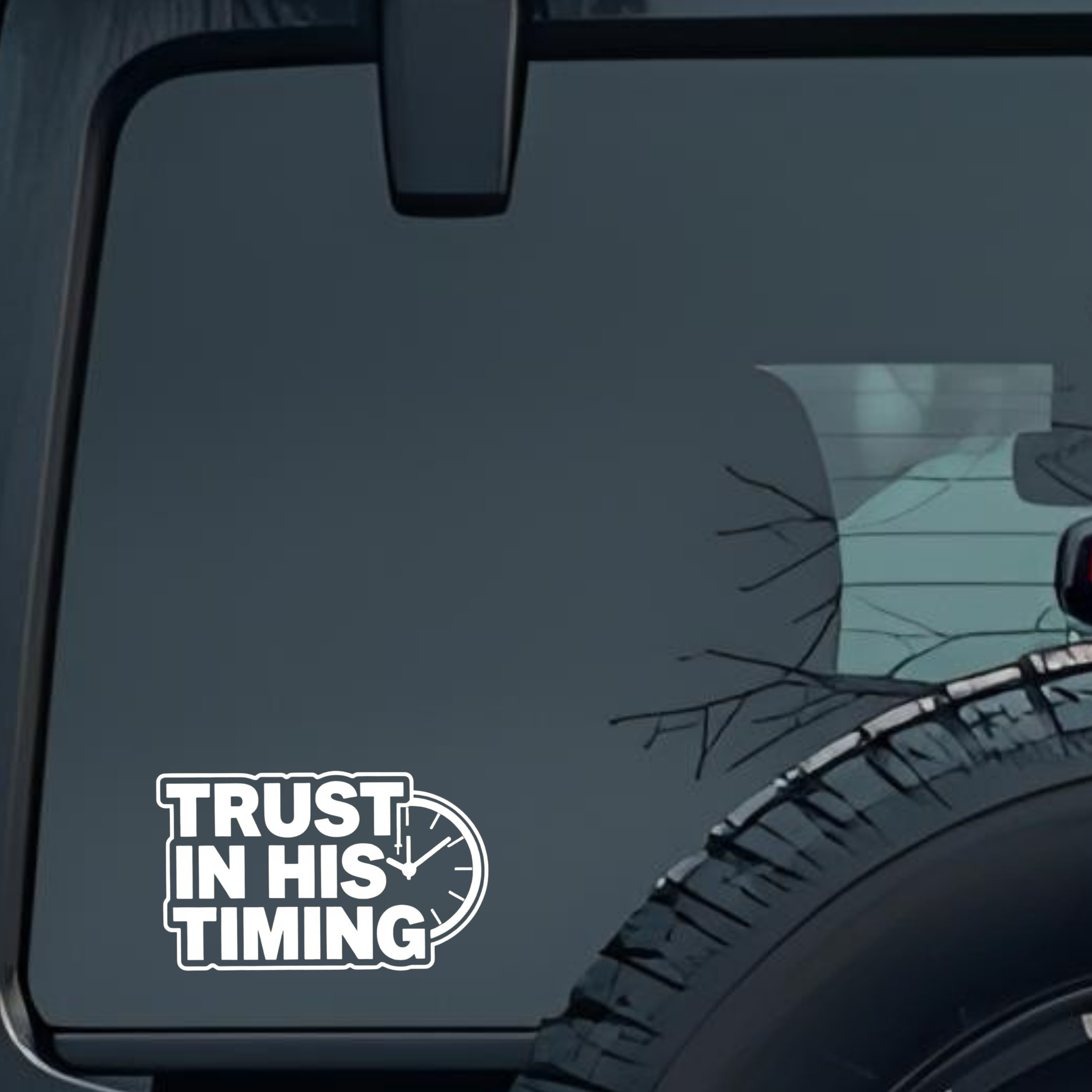 Trust in His Timing Large 6 inch Premium Decal Sticker For Car Bumper Window Rear Windshield Sticker