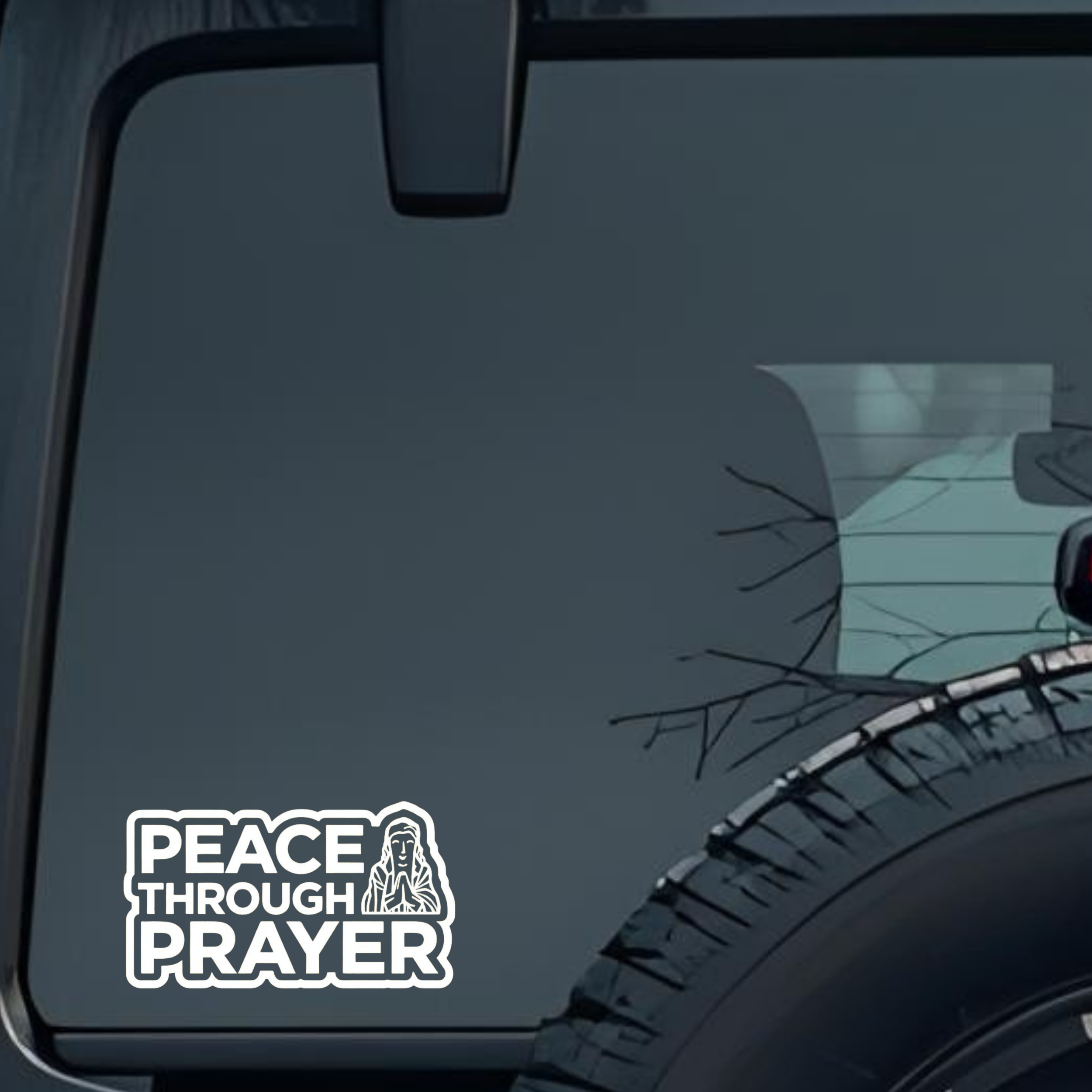 Peace Through Prayer Large 6 inch Premium Decal Sticker For Car Bumper Window Rear Windshield Sticke