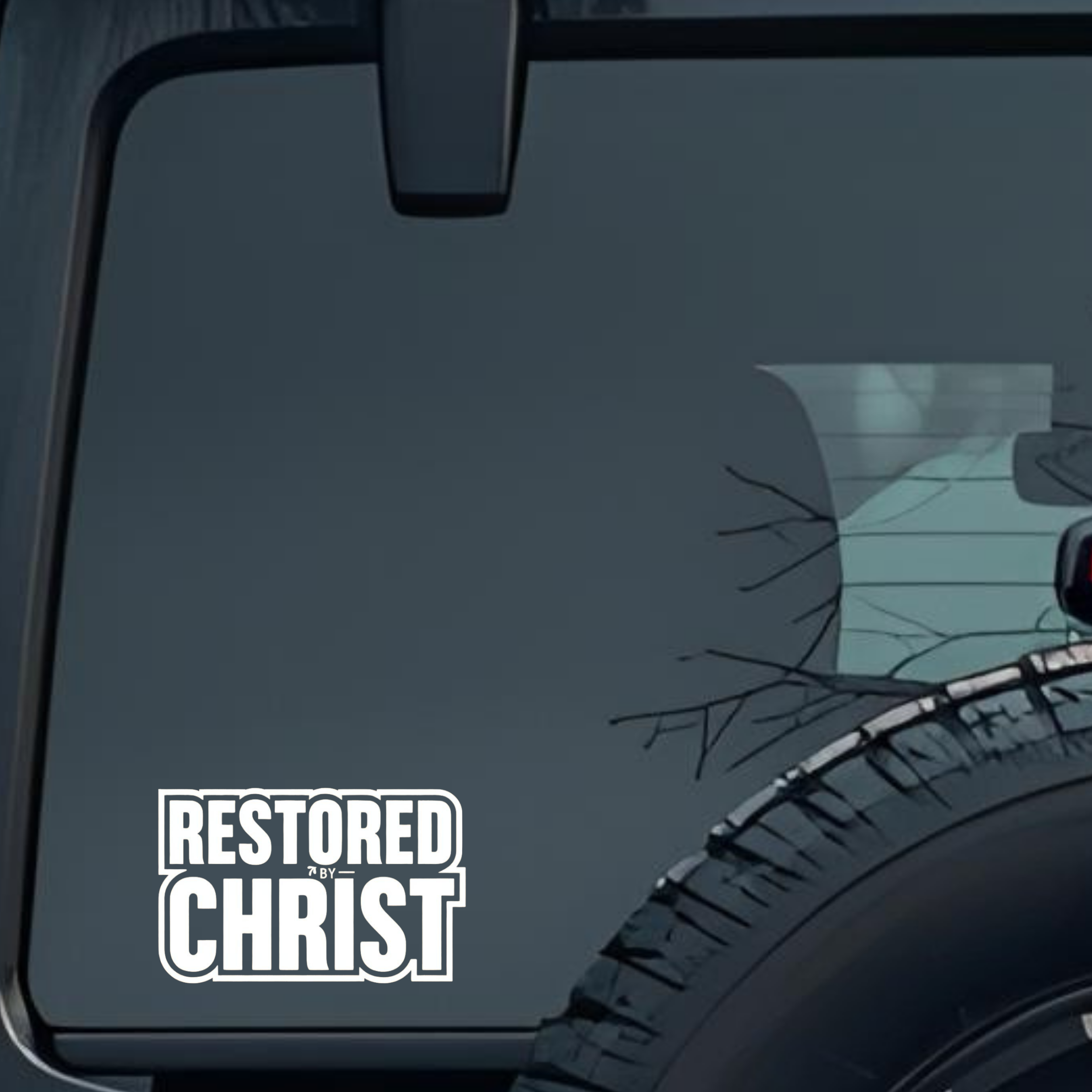 Restored by Christ Large 6 inch Premium Decal Sticker For Car Bumper Window Rear Windshield Stickers