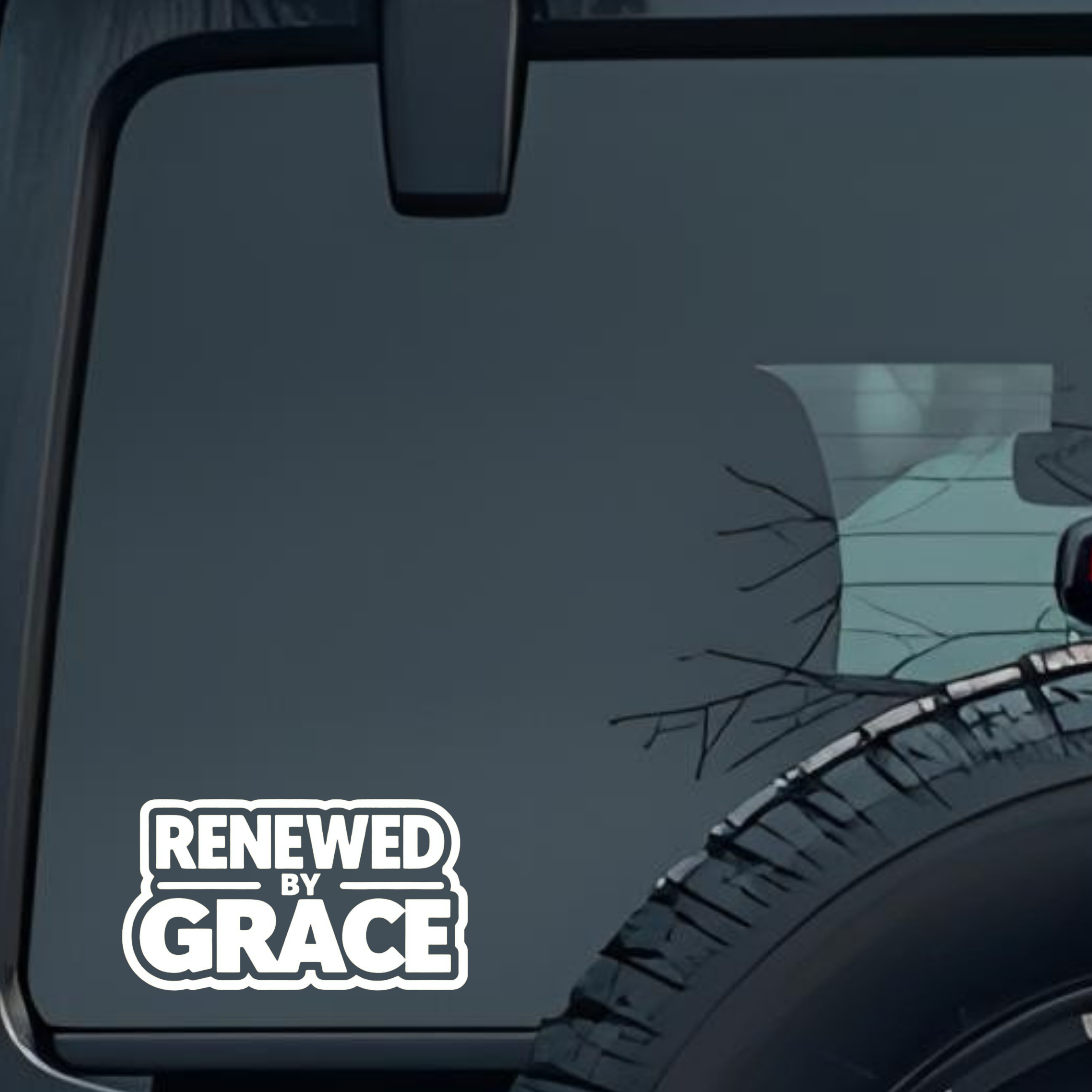 Renewed by Grace Large 6 inch Premium Decal Sticker For Car Bumper Window Rear Windshield Stickers,
