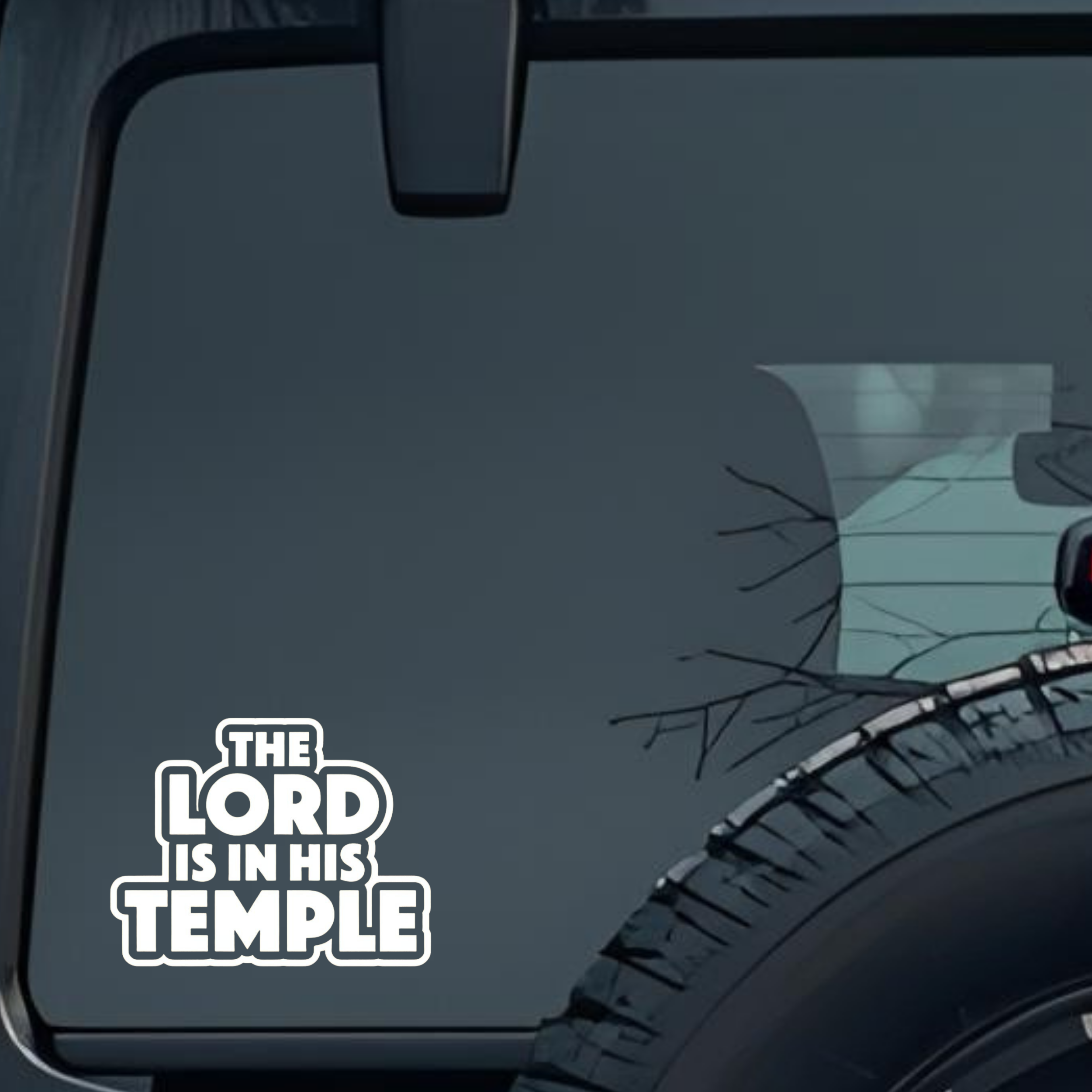 the Lord Is in His Temple Large 6 inch Premium Decal Sticker For Car Bumper Window Rear Windshield S