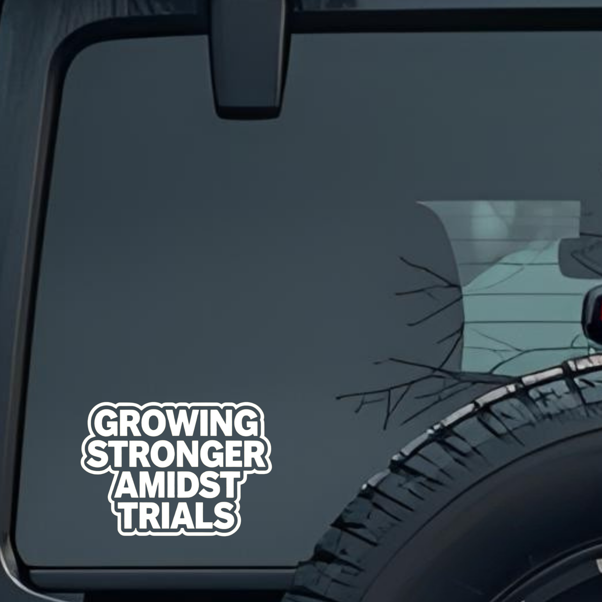Growing Stronger Amidst Trails Large 6 inch Premium Decal Sticker For Car Bumper Window Rear Windshi