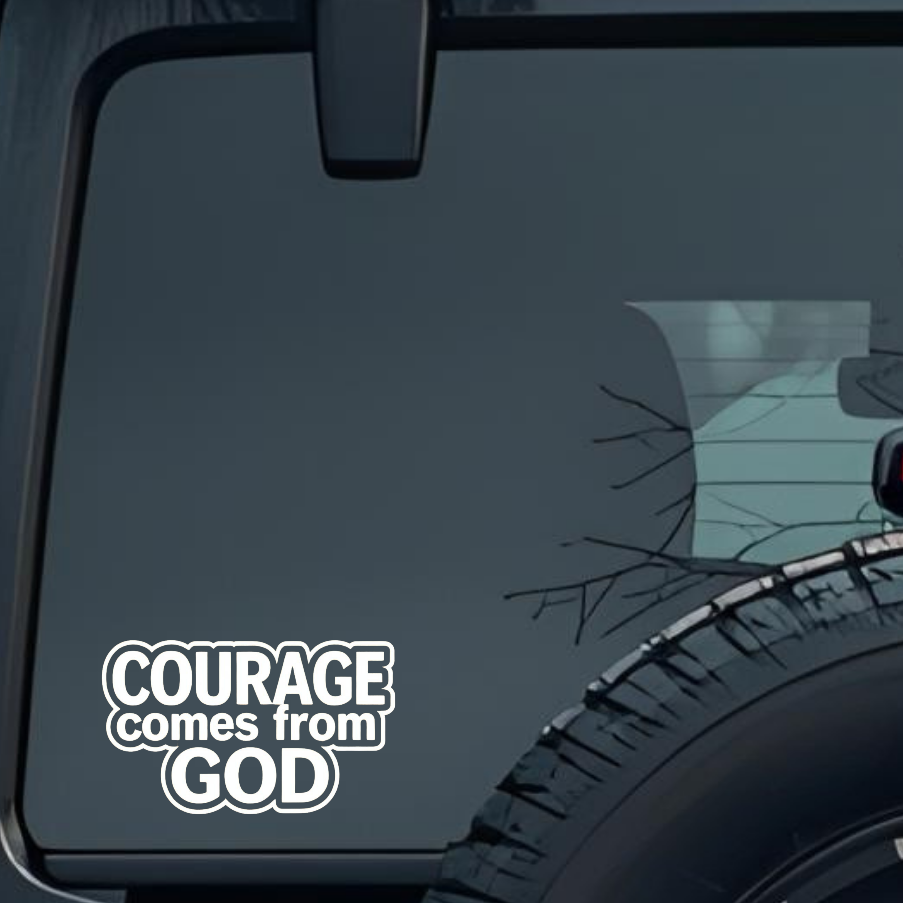 Courage Comes from God Large 6 inch Premium Decal Sticker For Car Bumper Window Rear Windshield Stic