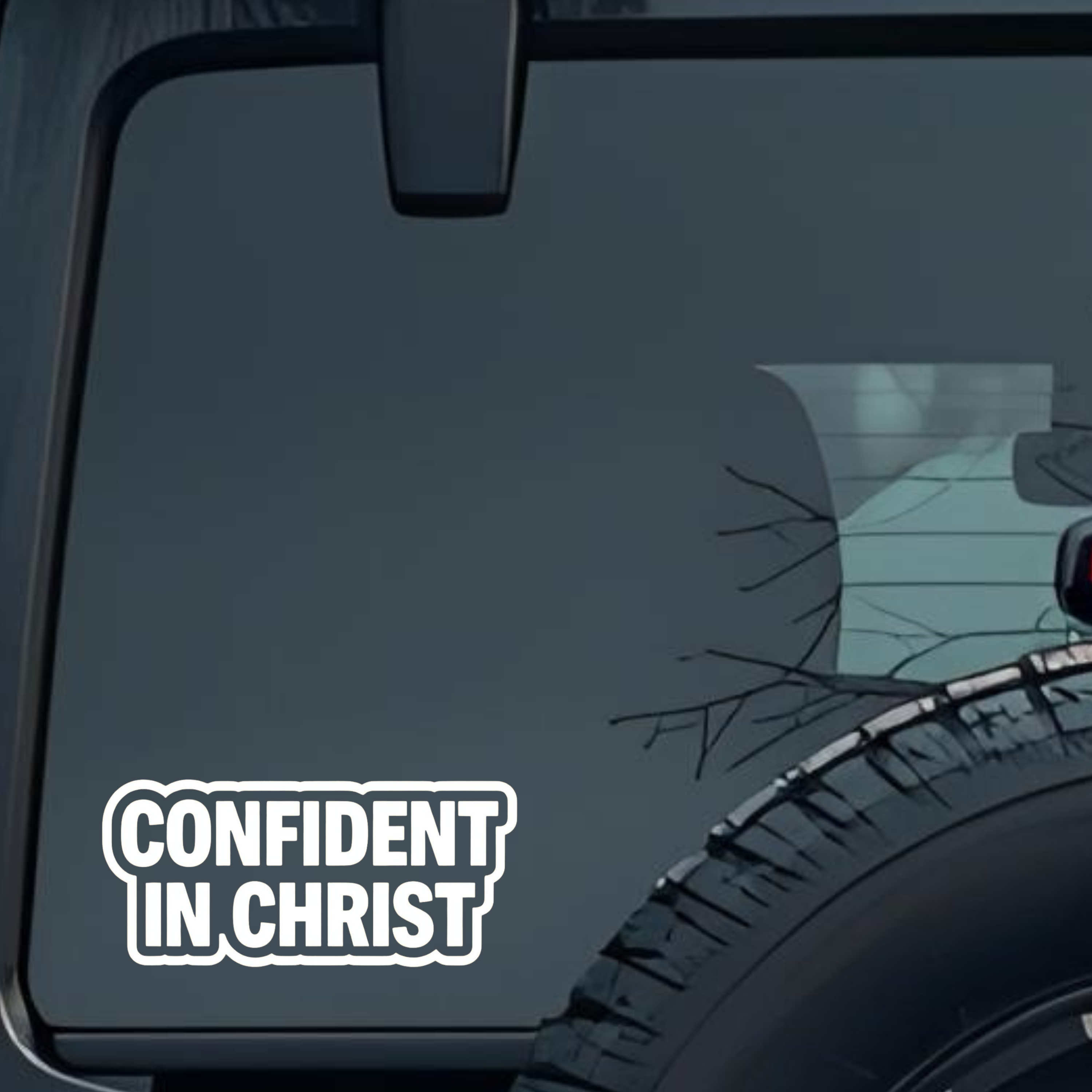Confident in Christ Large 6 inch Premium Decal Sticker For Car Bumper Window Rear Windshield Sticker