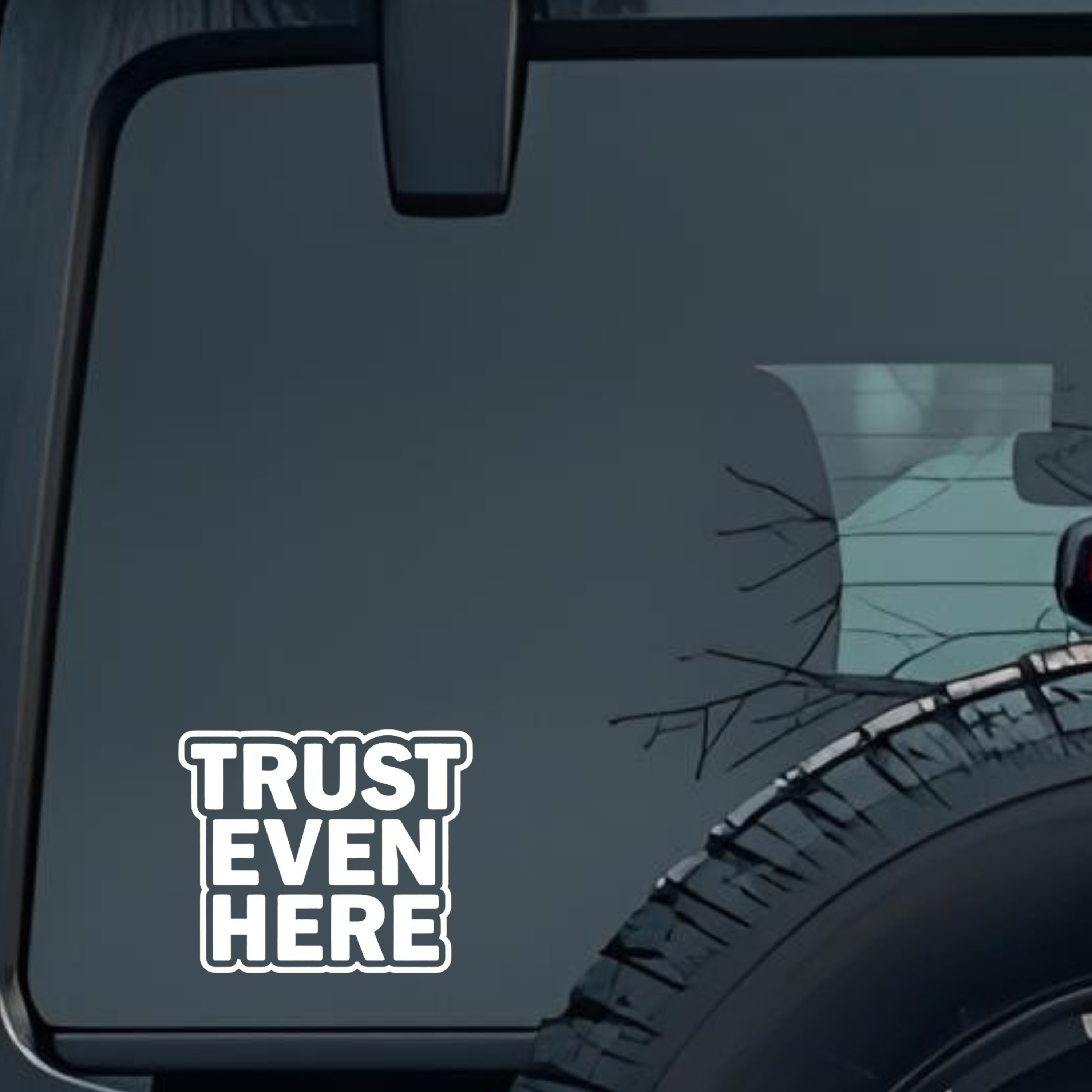 Trust Even Here Large 6 inch Premium Decal Sticker For Car Bumper Window Rear Windshield Stickers, W