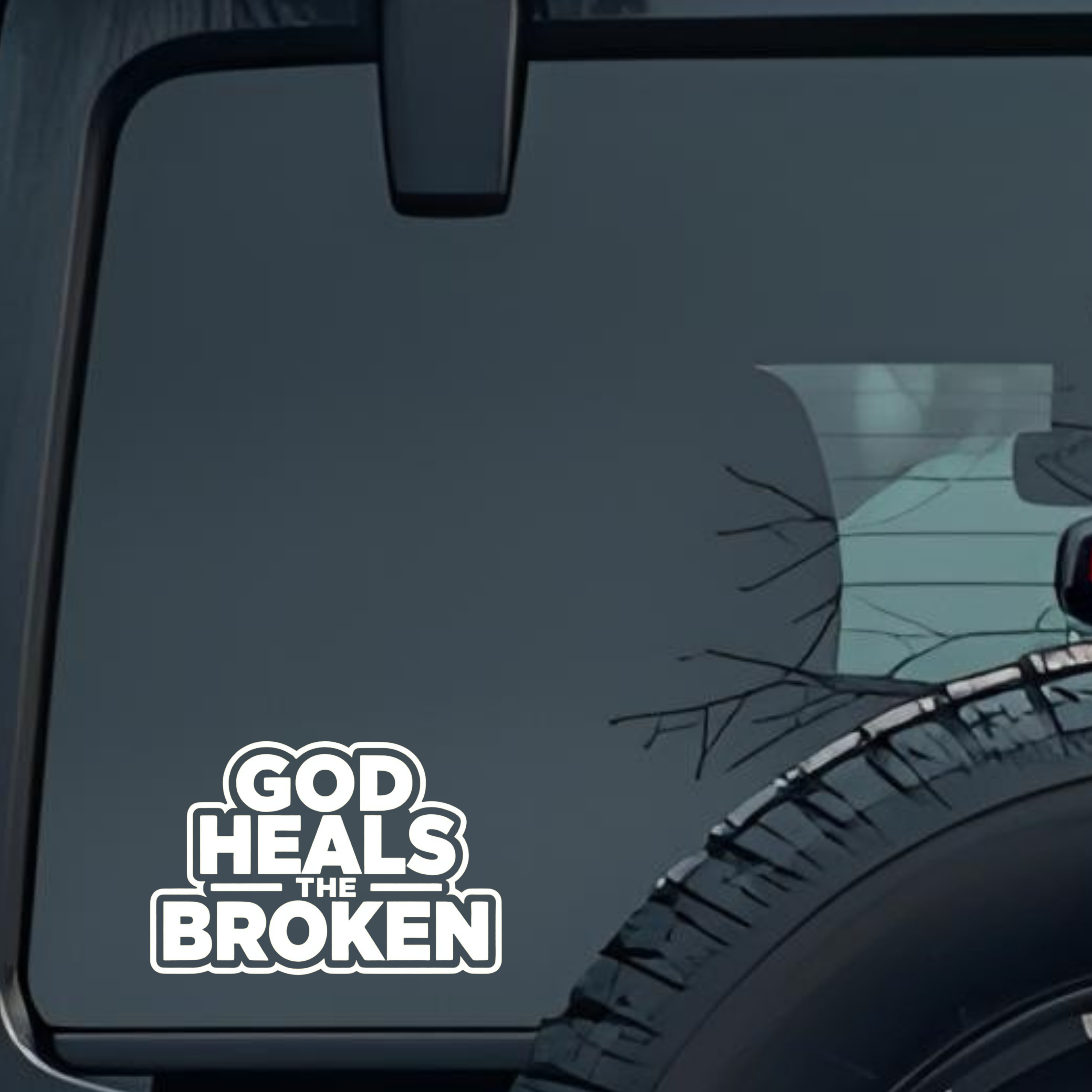 God Heals the Broken Large 6 inch Premium Decal Sticker For Car Bumper Window Rear Windshield Sticke