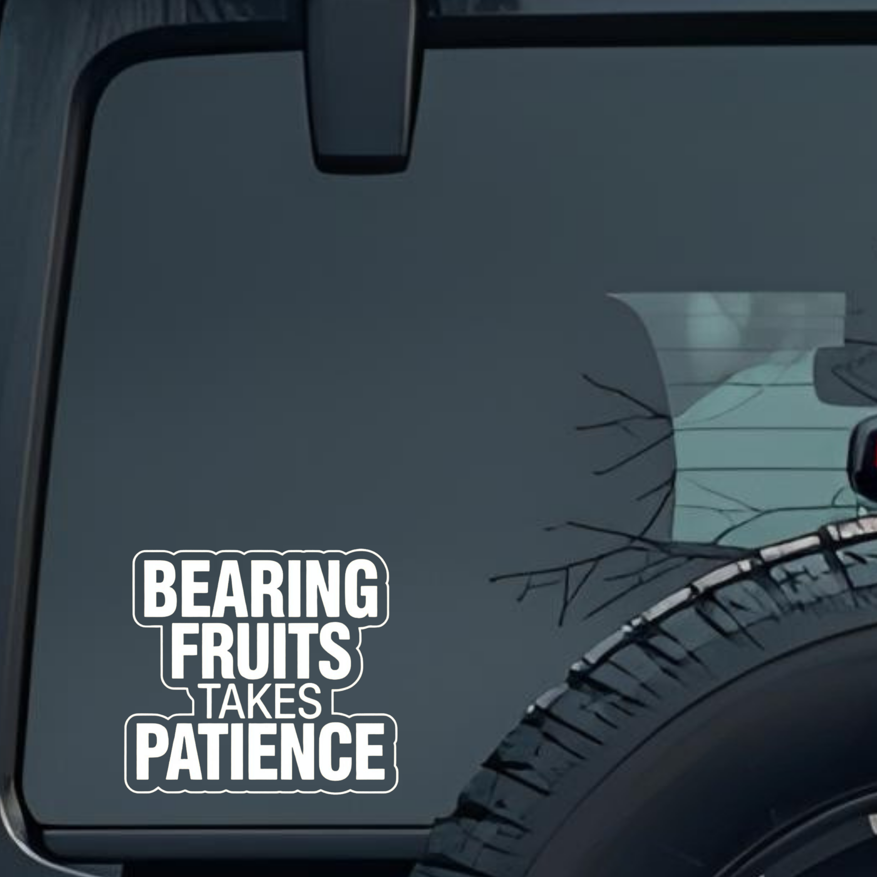 Bearing Fruits Takes Patience Large 6 inch Premium Decal Sticker For Car Bumper Window Rear Windshie