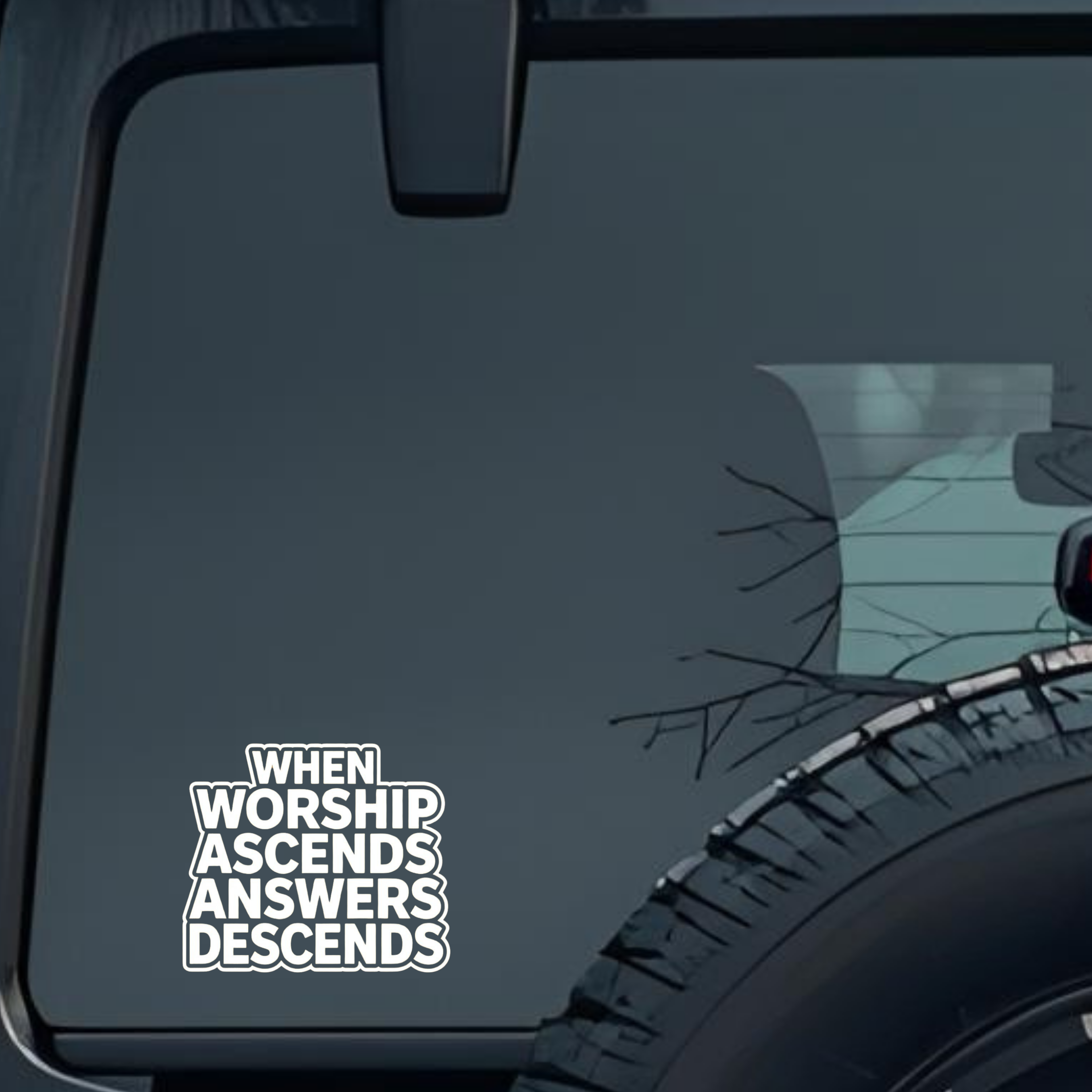 When Worship Ascends Answers Descends Large 6 inch Premium Decal Sticker For Car Bumper Window Rear