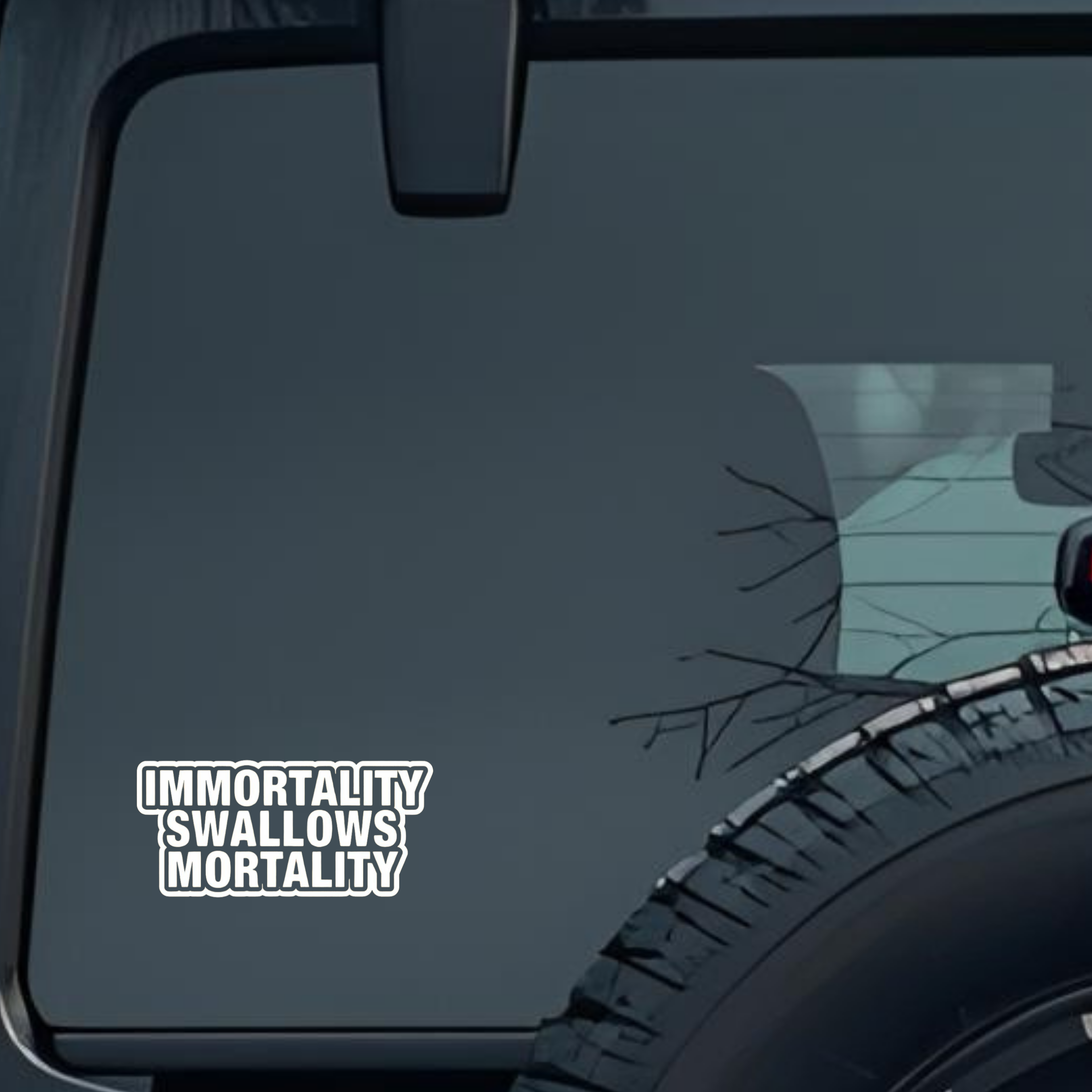 Immortality Swallows Mortality Large 6 inch Premium Decal Sticker For Car Bumper Window Rear Windshi