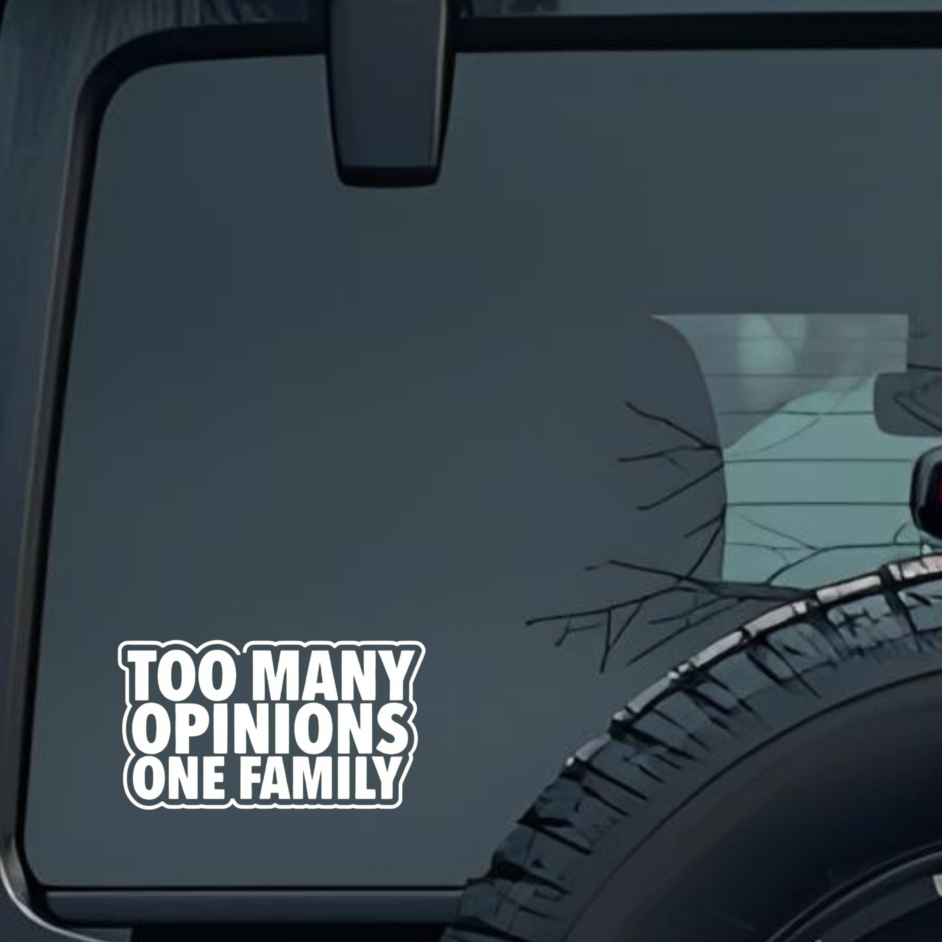 Too Many Opinios One Family Large 6 inch Premium Decal Sticker For Car Bumper Window Rear Windshield