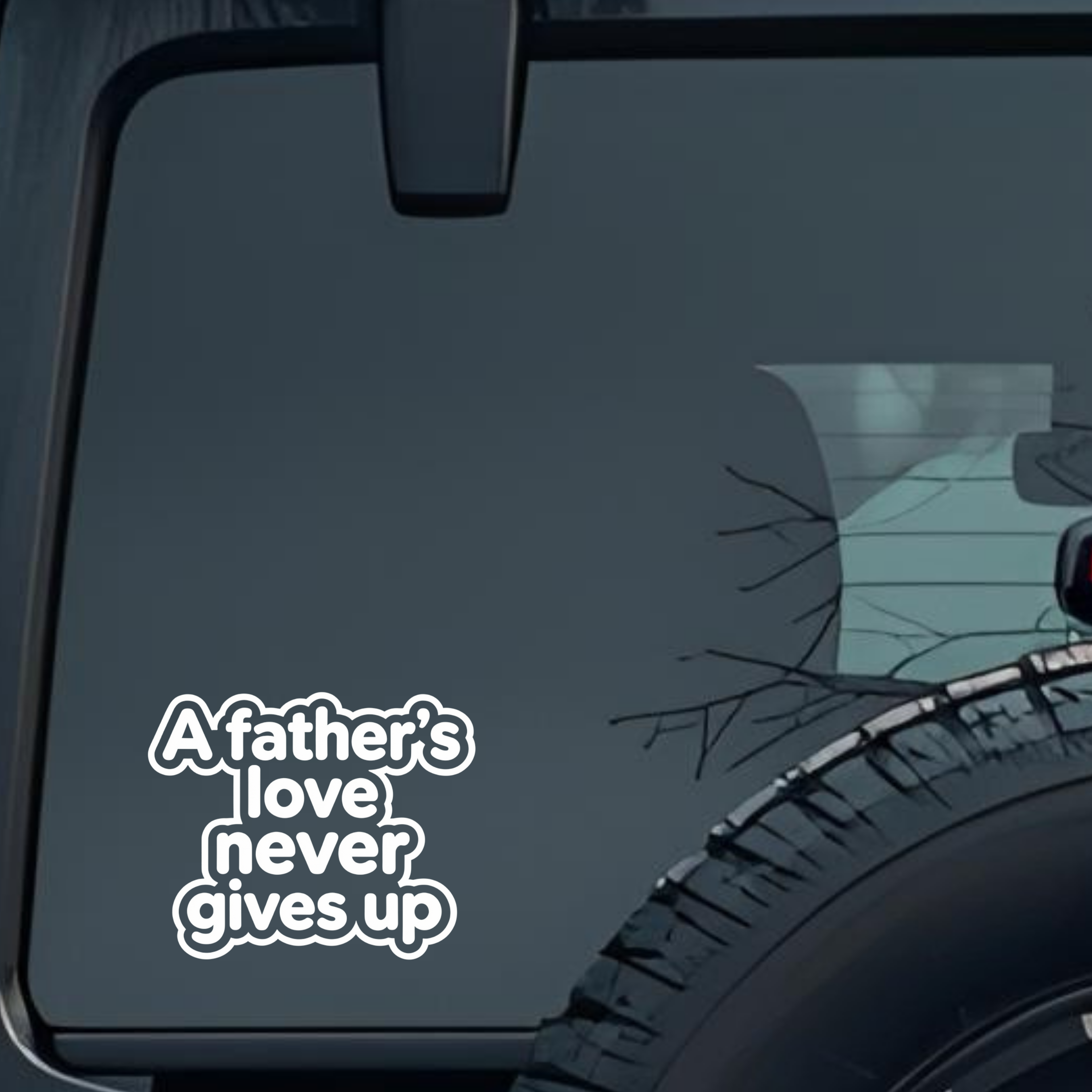a Father's Love Never Gives Up Large 6 inch Premium Decal Sticker For Car Bumper Window Rear Windshi