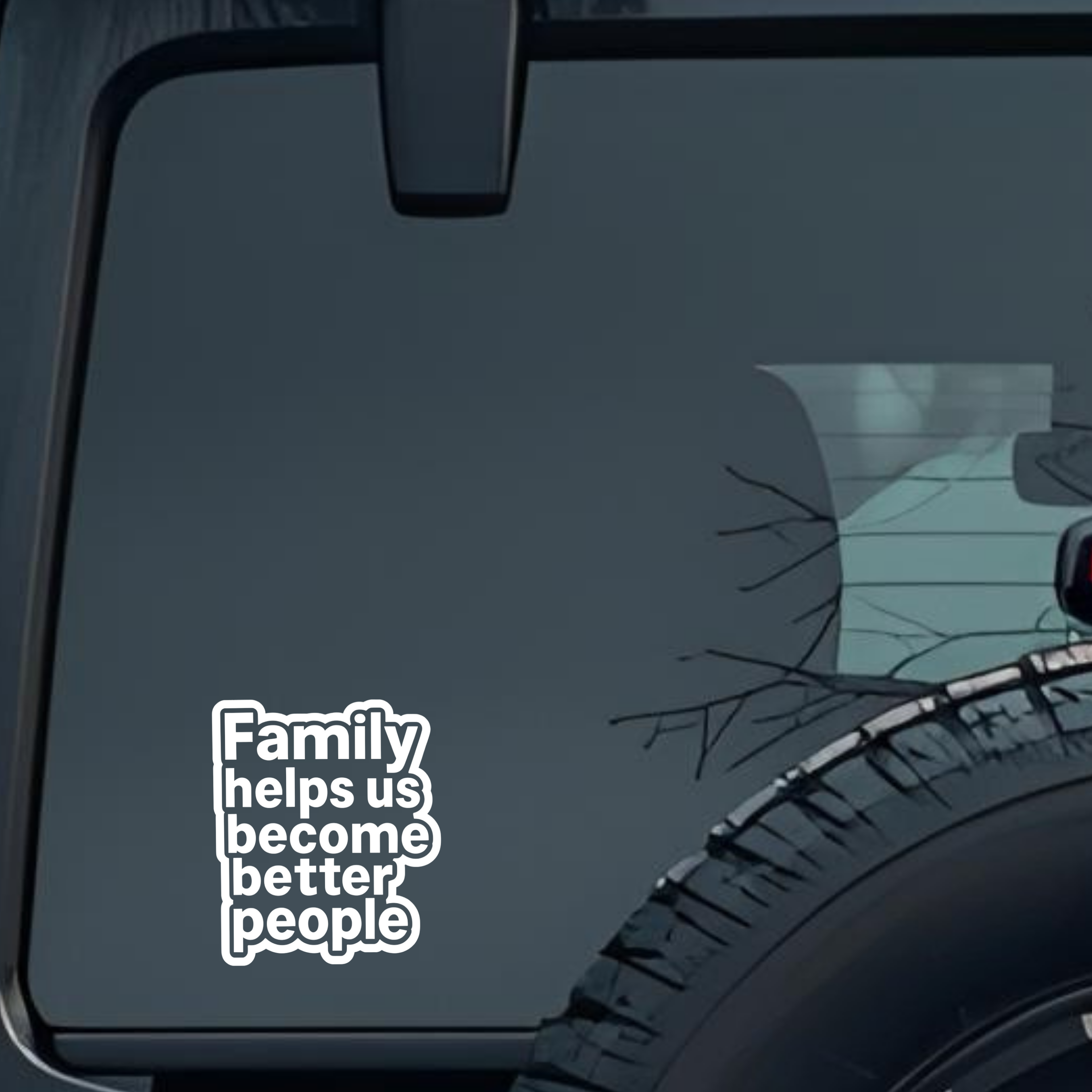 Family Helps Us Become Better People Large 6 inch Premium Decal Sticker For Car Bumper Window Rear W