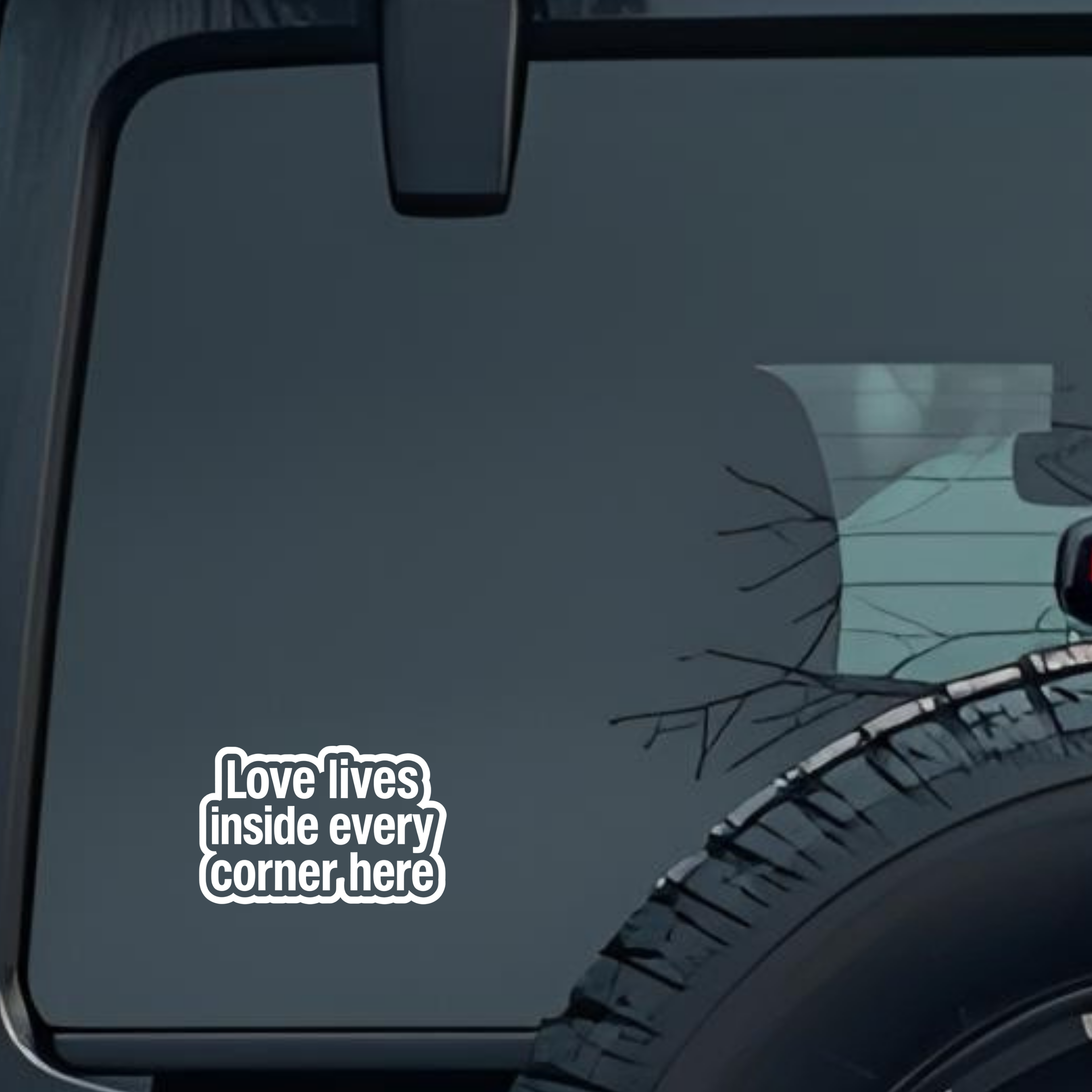 Love Lives Inside Every Corner Here Large 6 inch Premium Decal Sticker For Car Bumper Window Rear Wi
