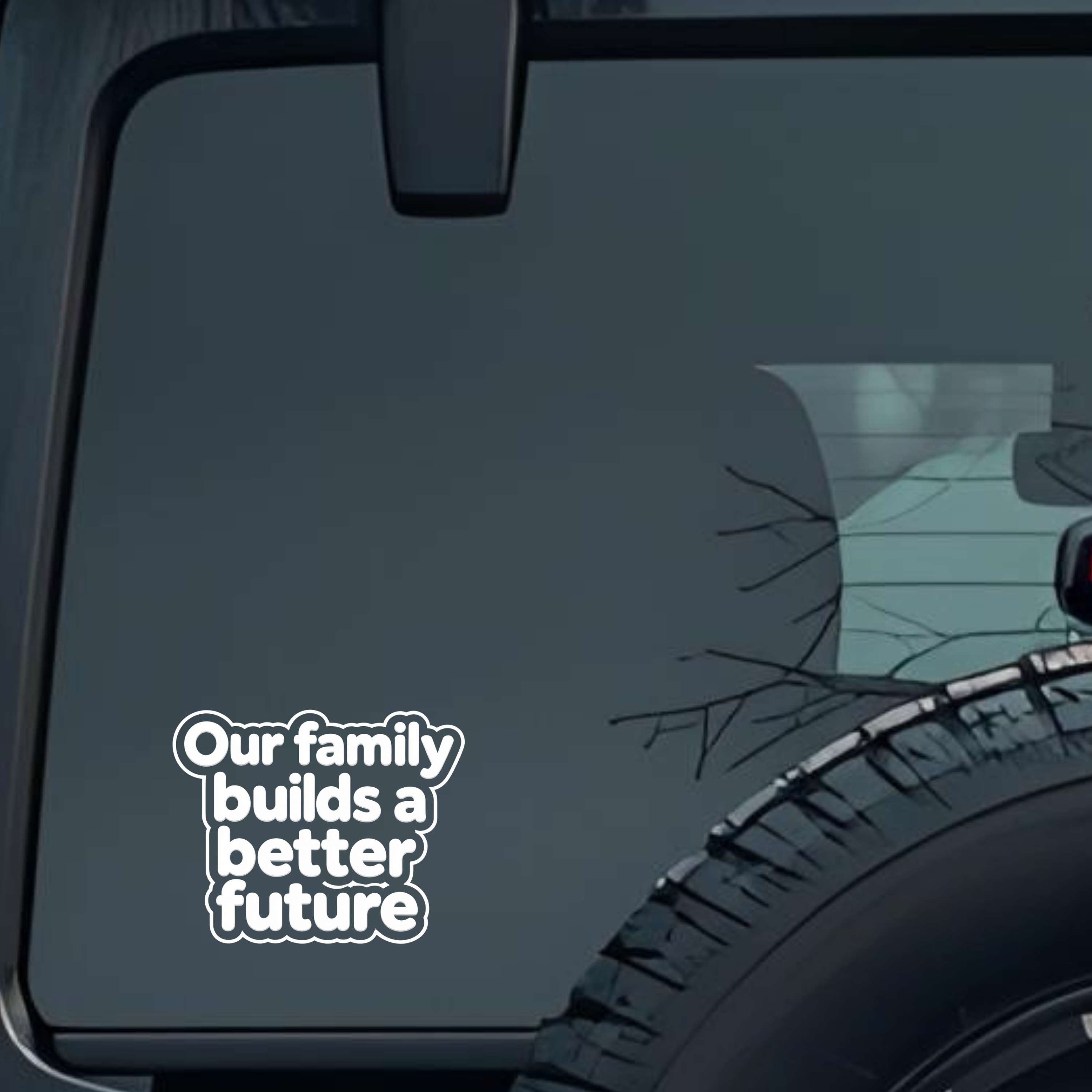 Our Family Builds a Better Future Large 6 inch Premium Decal Sticker For Car Bumper Window Rear Wind
