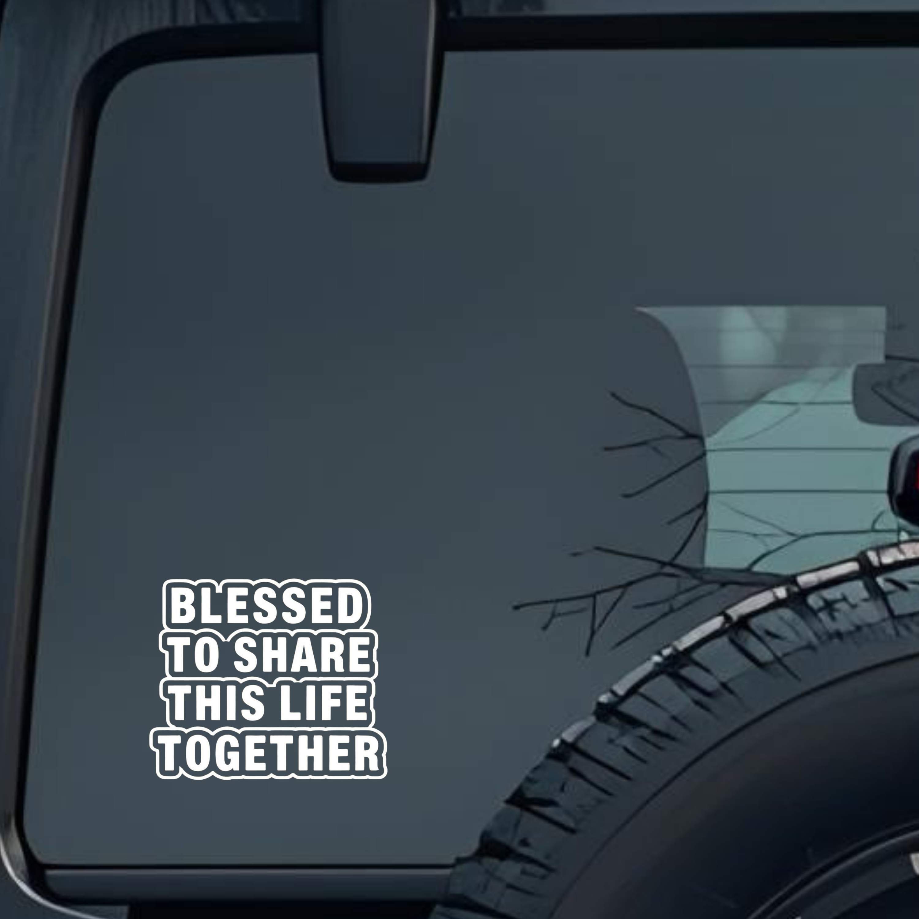 Blessed to Share This Life Together Large 6 inch Premium Decal Sticker For Car Bumper Window Rear Wi