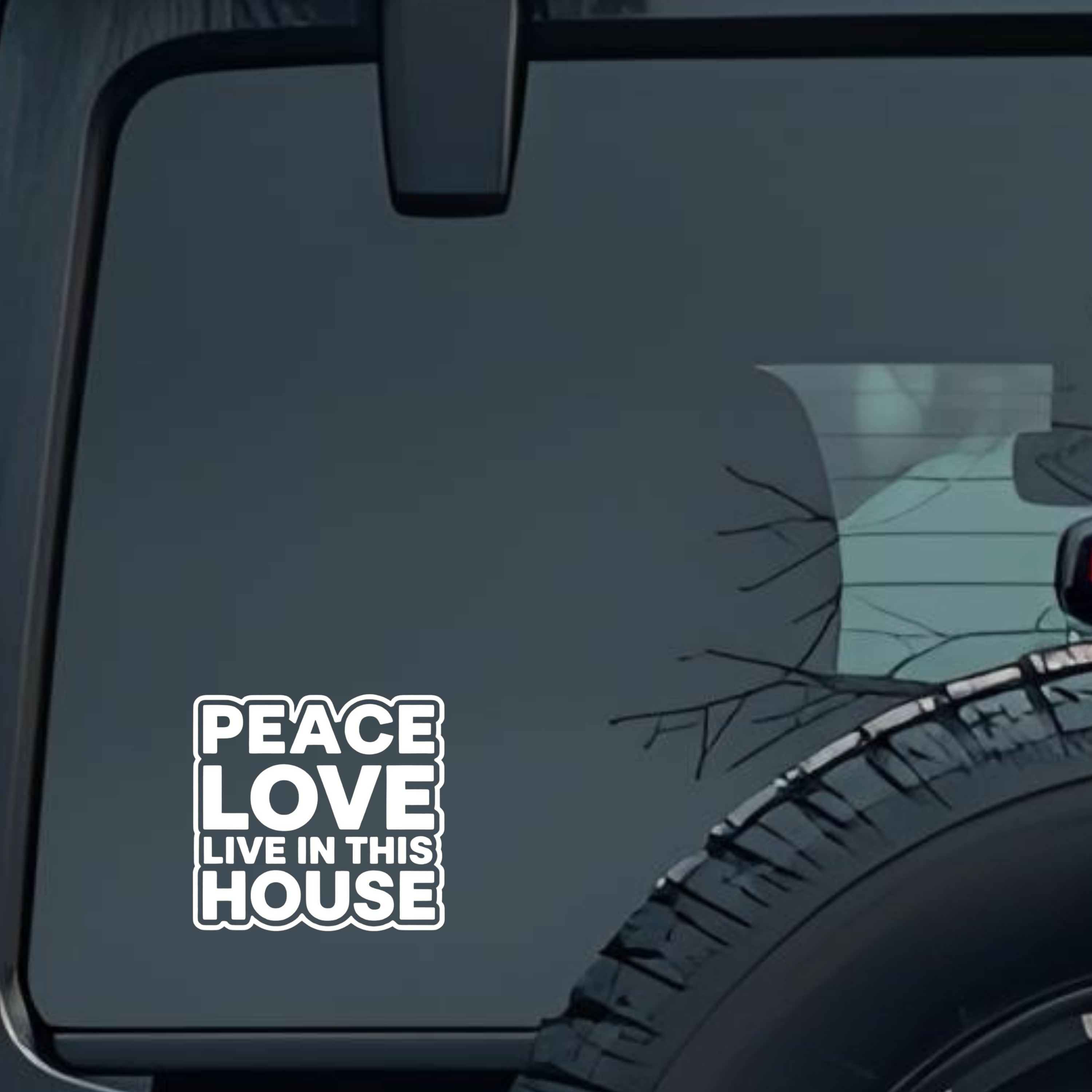 Peace Love Live in This House Large 6 inch Premium Decal Sticker For Car Bumper Window Rear Windshie