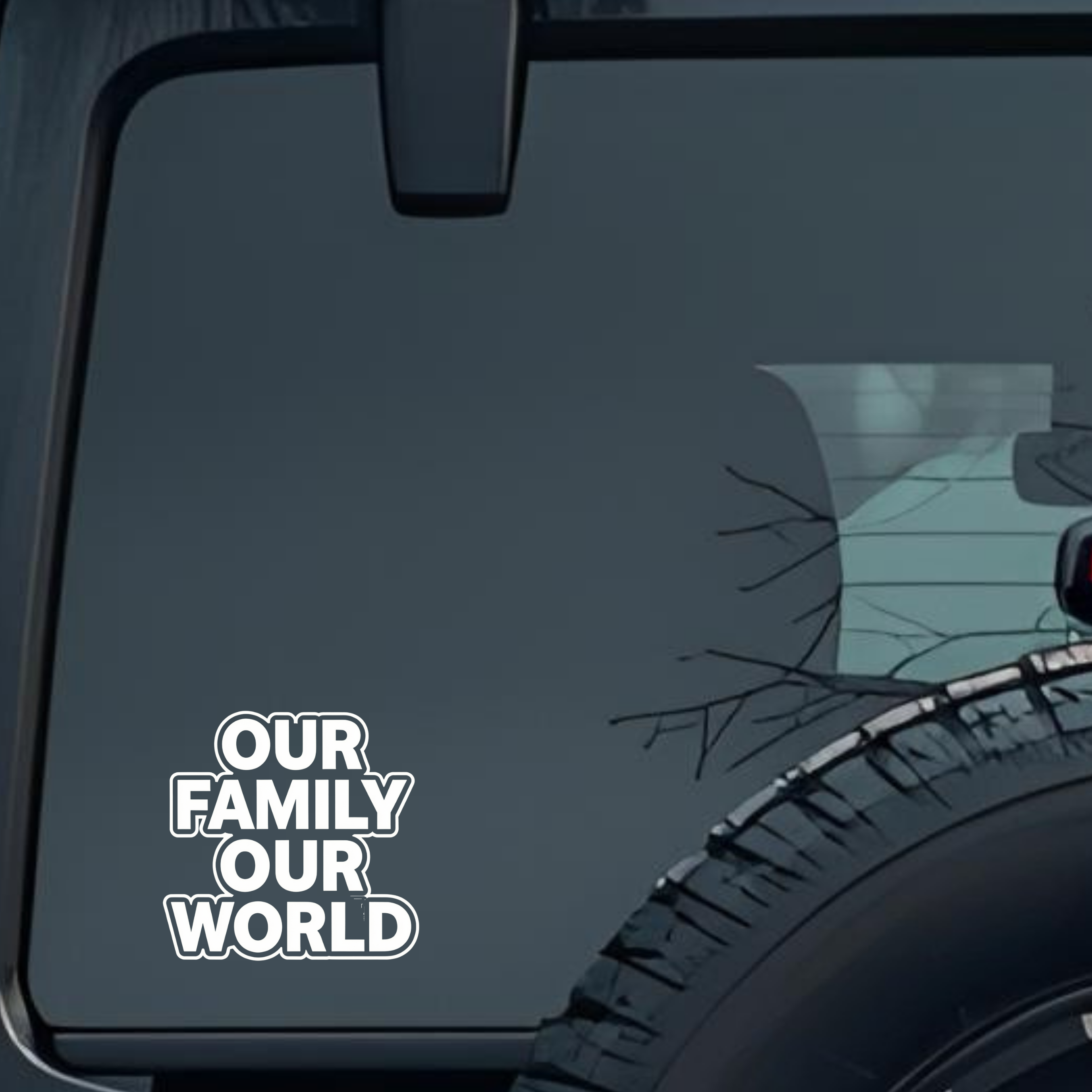 Our Family Our World Large 6 inch Premium Decal Sticker For Car Bumper Window Rear Windshield Sticke