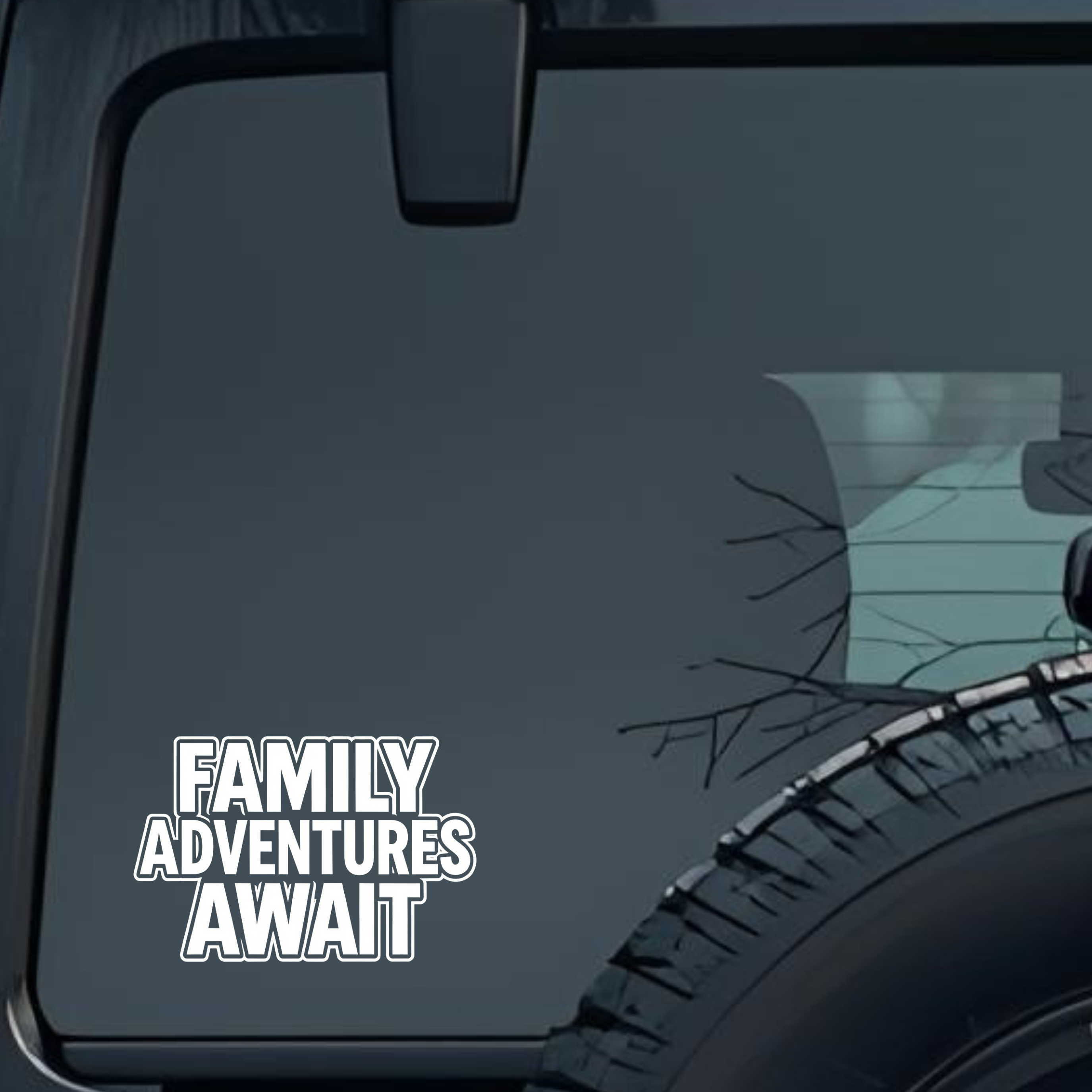 Family Adventures Await Large 6 inch Premium Decal Sticker For Car Bumper Window Rear Windshield Sti