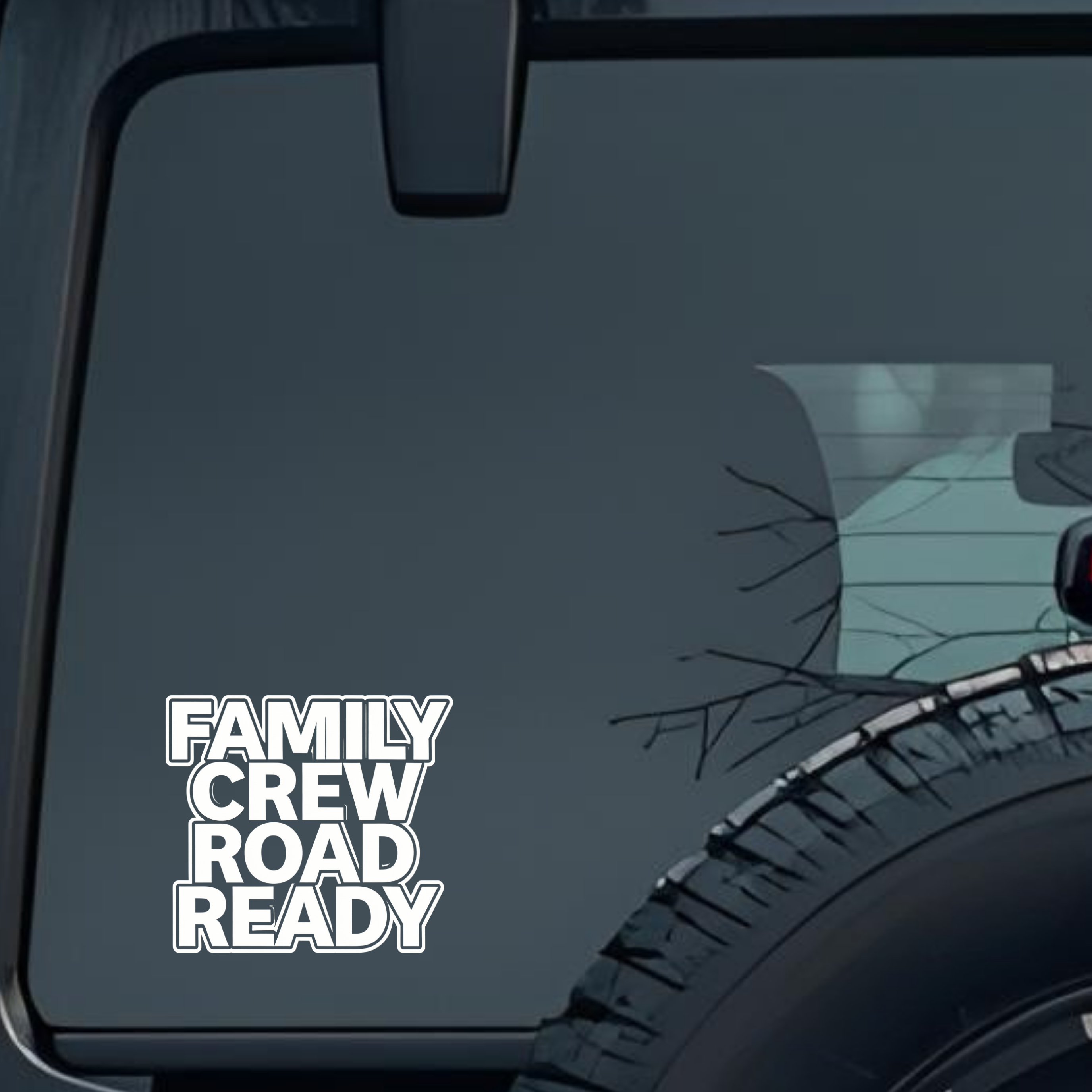 Family Crew Road Ready Large 6 inch Premium Decal Sticker For Car Bumper Window Rear Windshield Stic