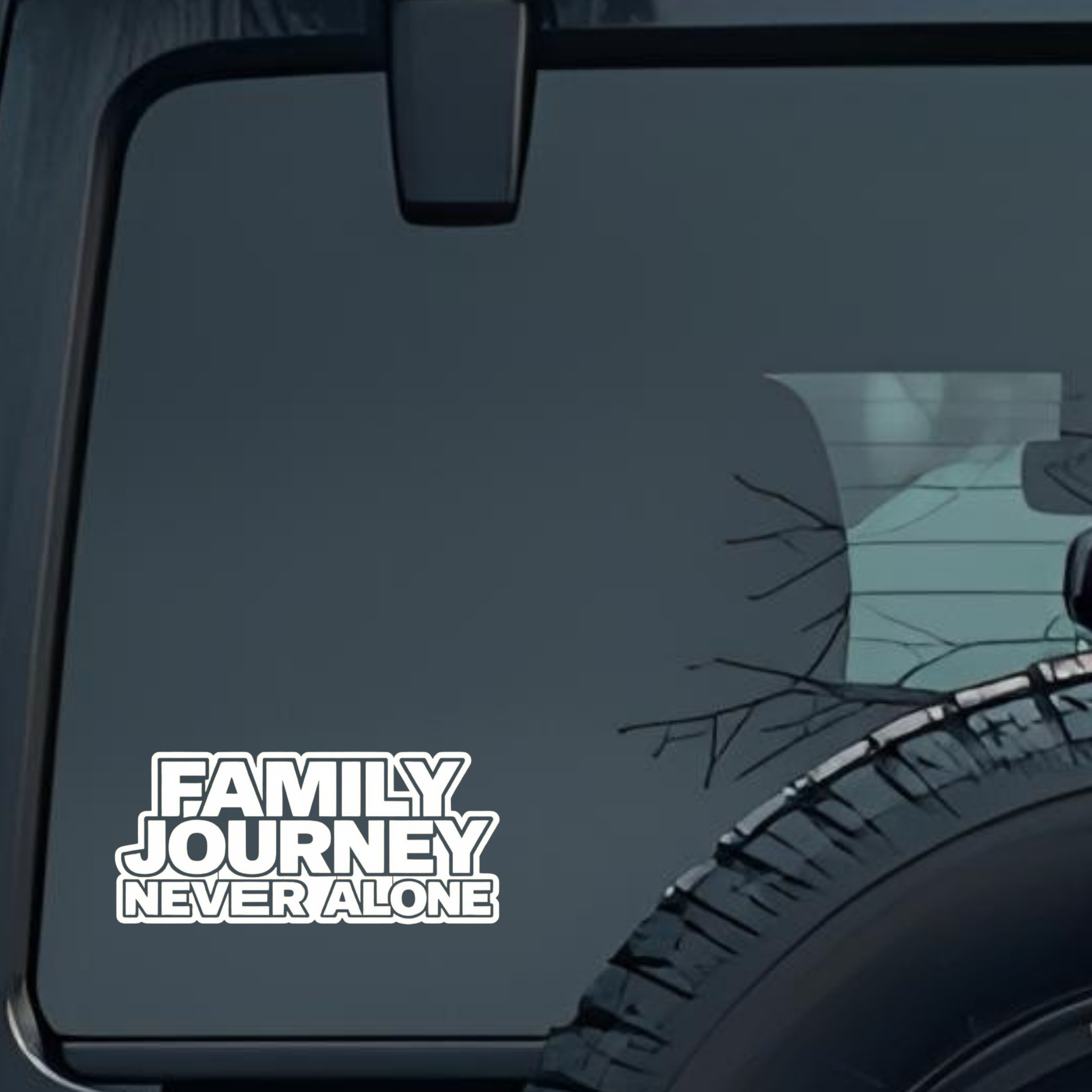 Family Journey Never Alone Large 6 inch Premium Decal Sticker For Car Bumper Window Rear Windshield