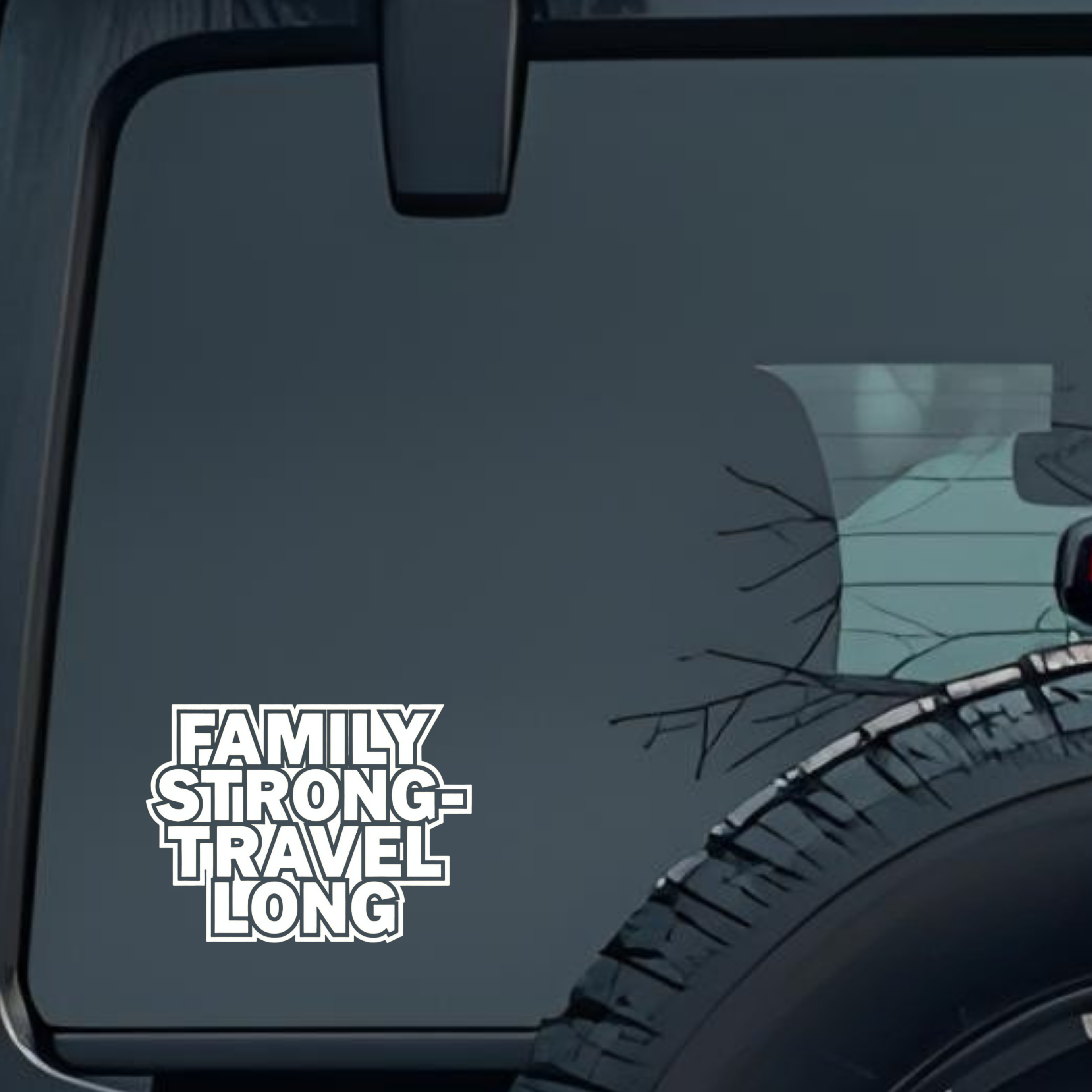 Family Strong-Travel Long Large 6 inch Premium Decal Sticker For Car Bumper Window Rear Windshield S