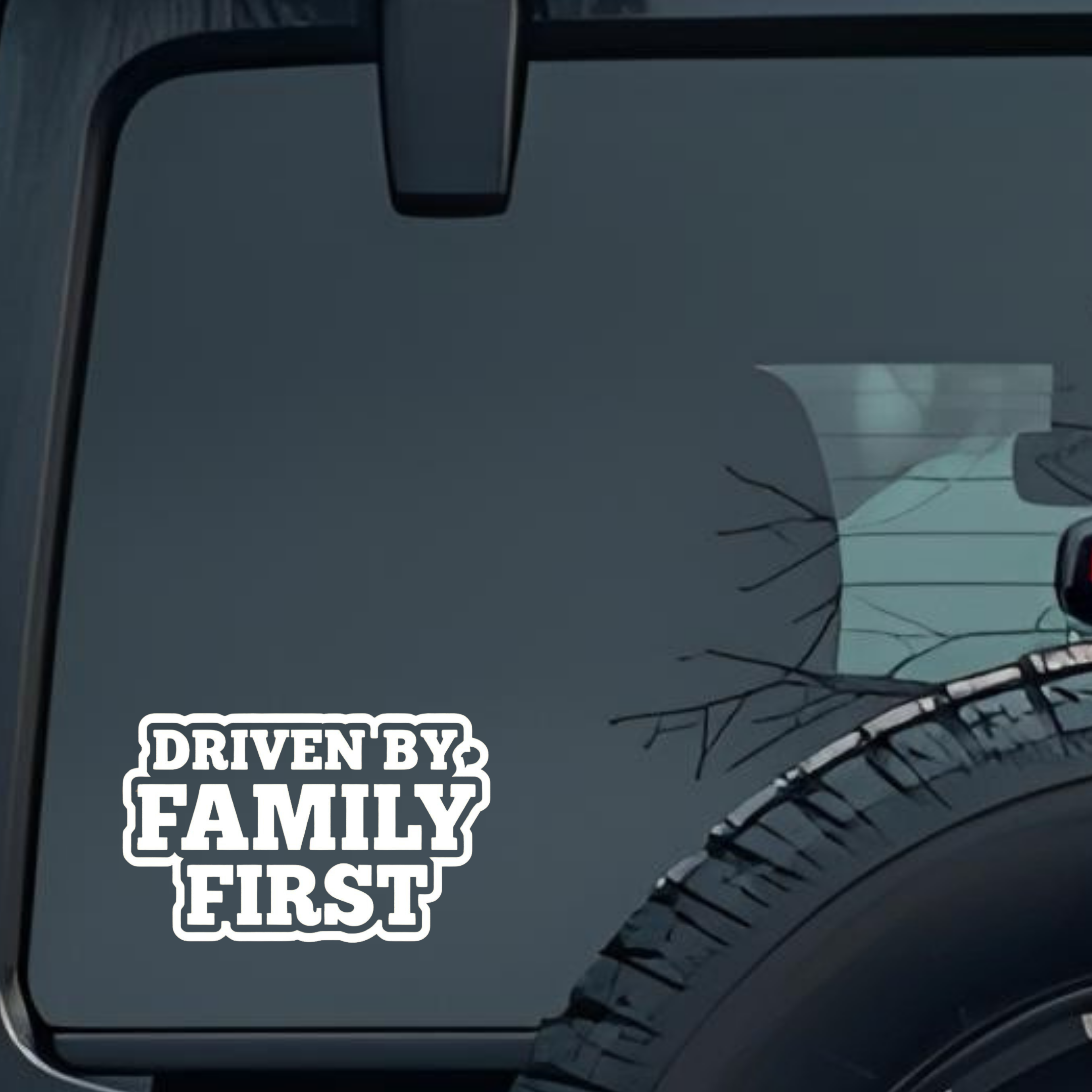 Driven by Family First Large 6 inch Premium Decal Sticker For Car Bumper Window Rear Windshield Stic