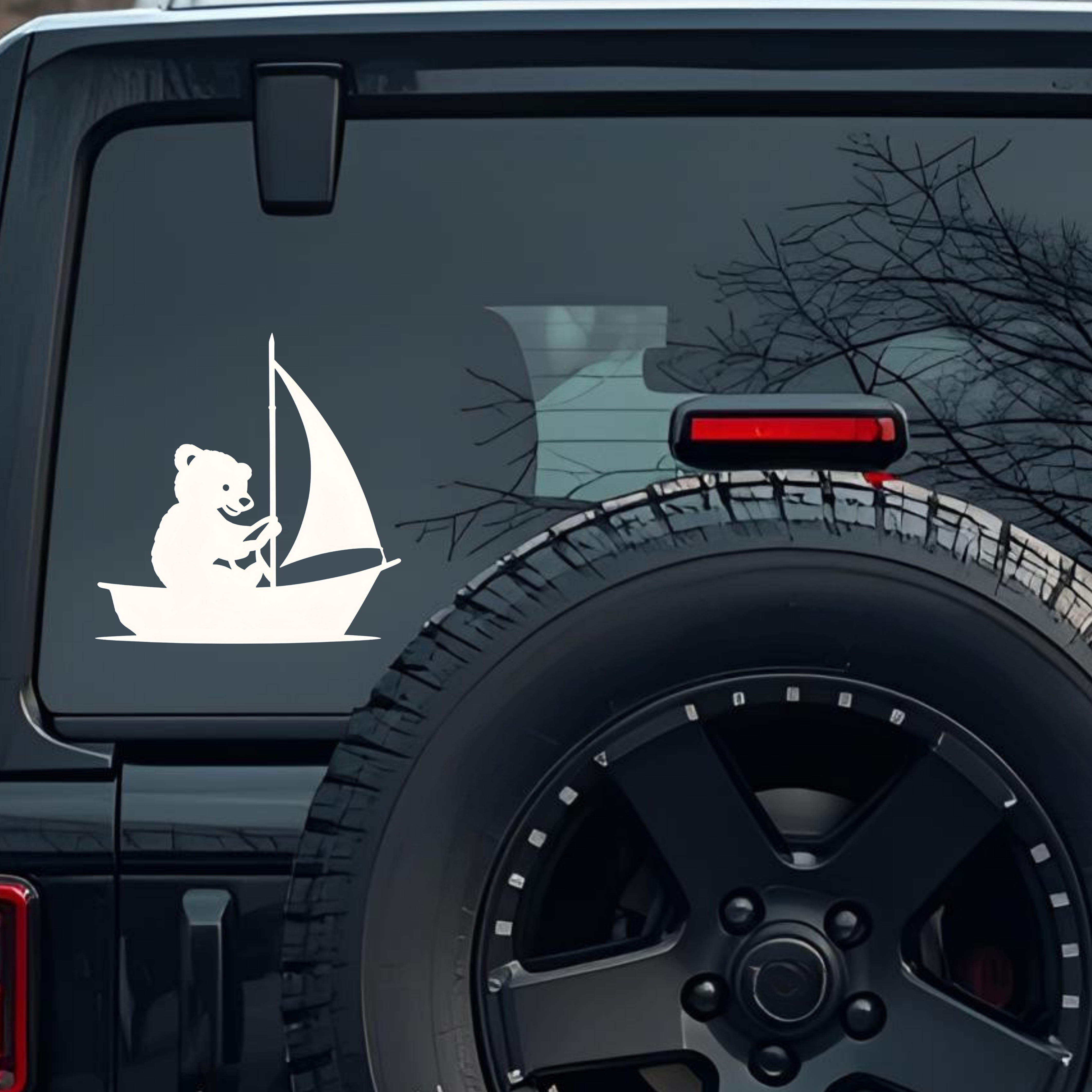 Bear Sailing a Boat Large 6 inch Premium Decal Sticker For Car Bumper Window Rear Windshield Sticker