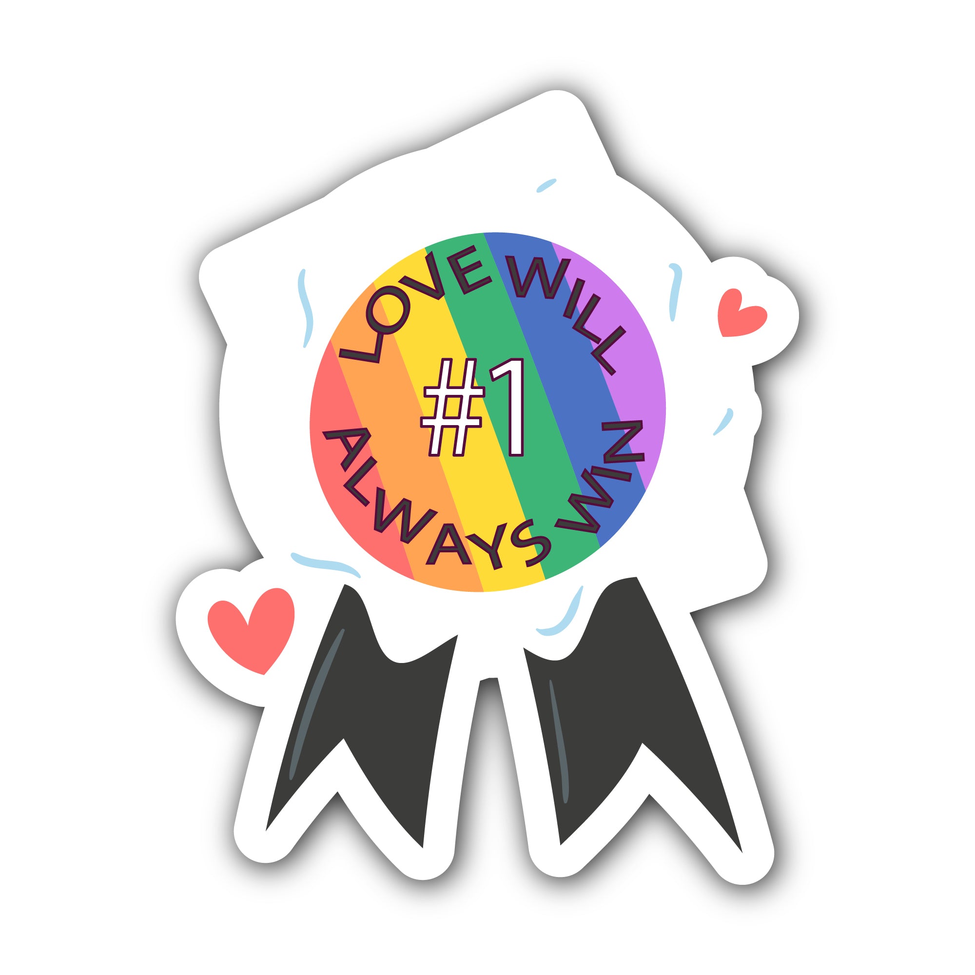 Love Will Always Win Sticker, Waterproof Vinyl Decal Sticker Indoor Or Outdoor 2 (Pieces) 3" and 5"