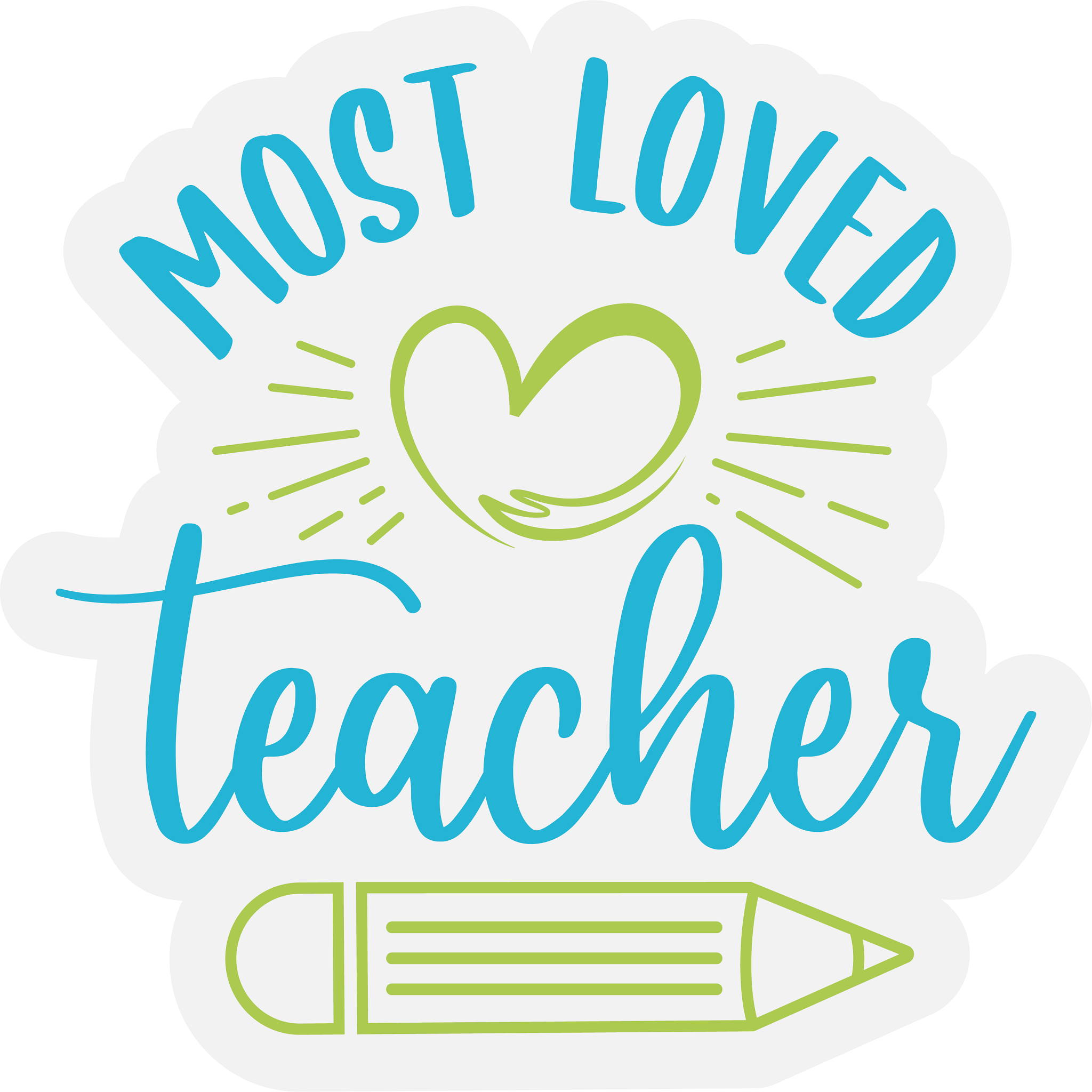 Inspirational Quote "Sticker - Most Loved Teacher" Motivational Sticker Vinyl Decal Motivation Stickers- 5" Vinyl Sticker Waterproof