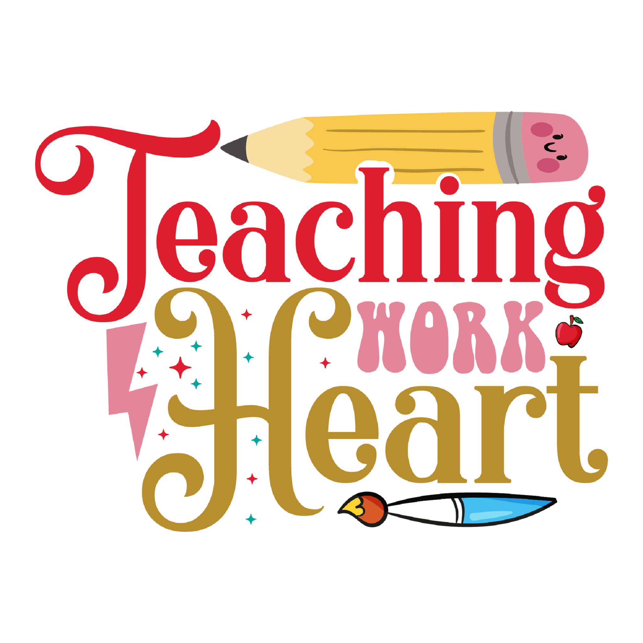 Inspirational Quote "Teaching Work Heart" Motivational Sticker Vinyl Decal Motivation Stickers- 5" Vinyl Sticker Waterproof