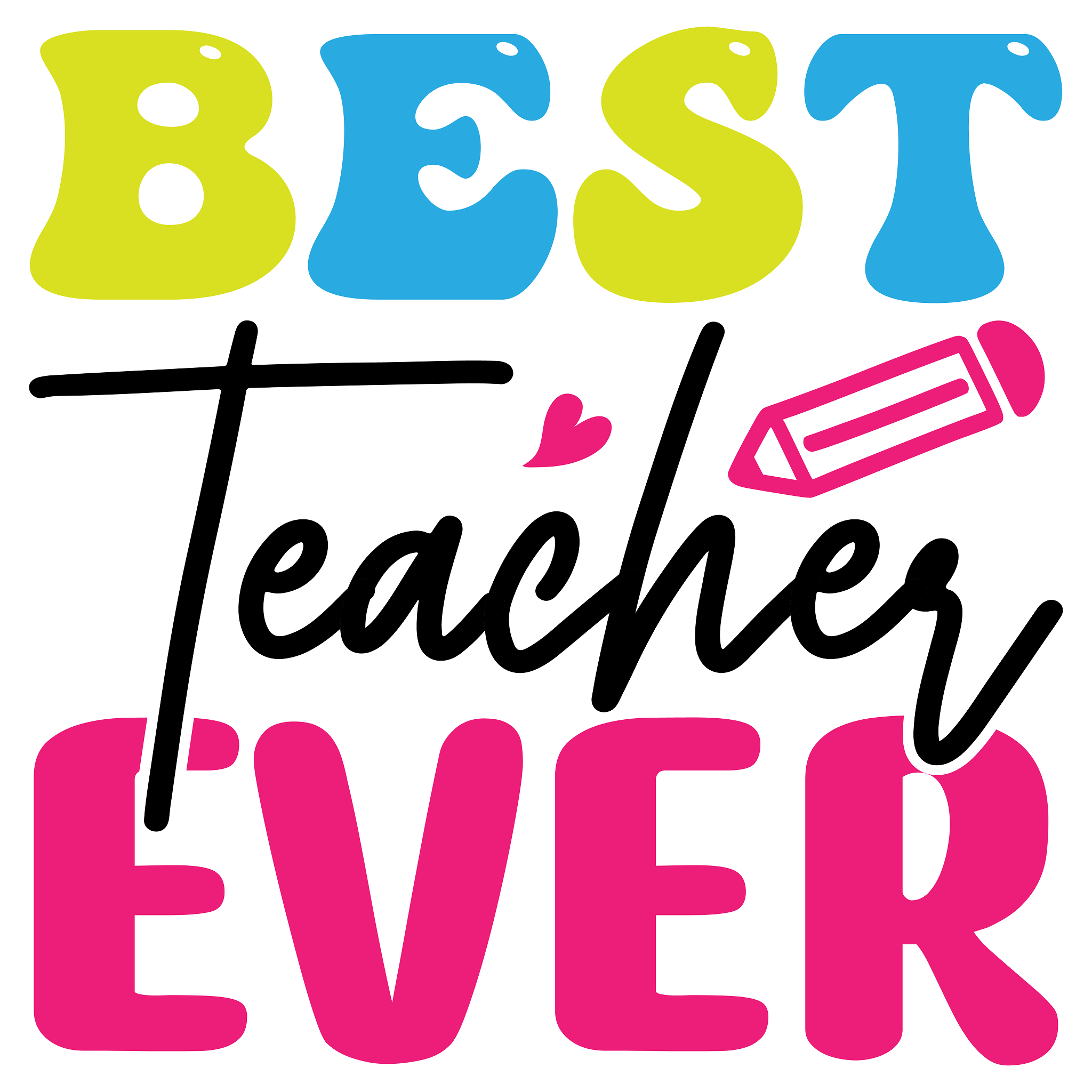Inspirational Quote "Best Teacher Ever - Sticker Icon" Motivational Sticker Vinyl Decal Motivation Stickers- 5" Vinyl Sticker Waterproof