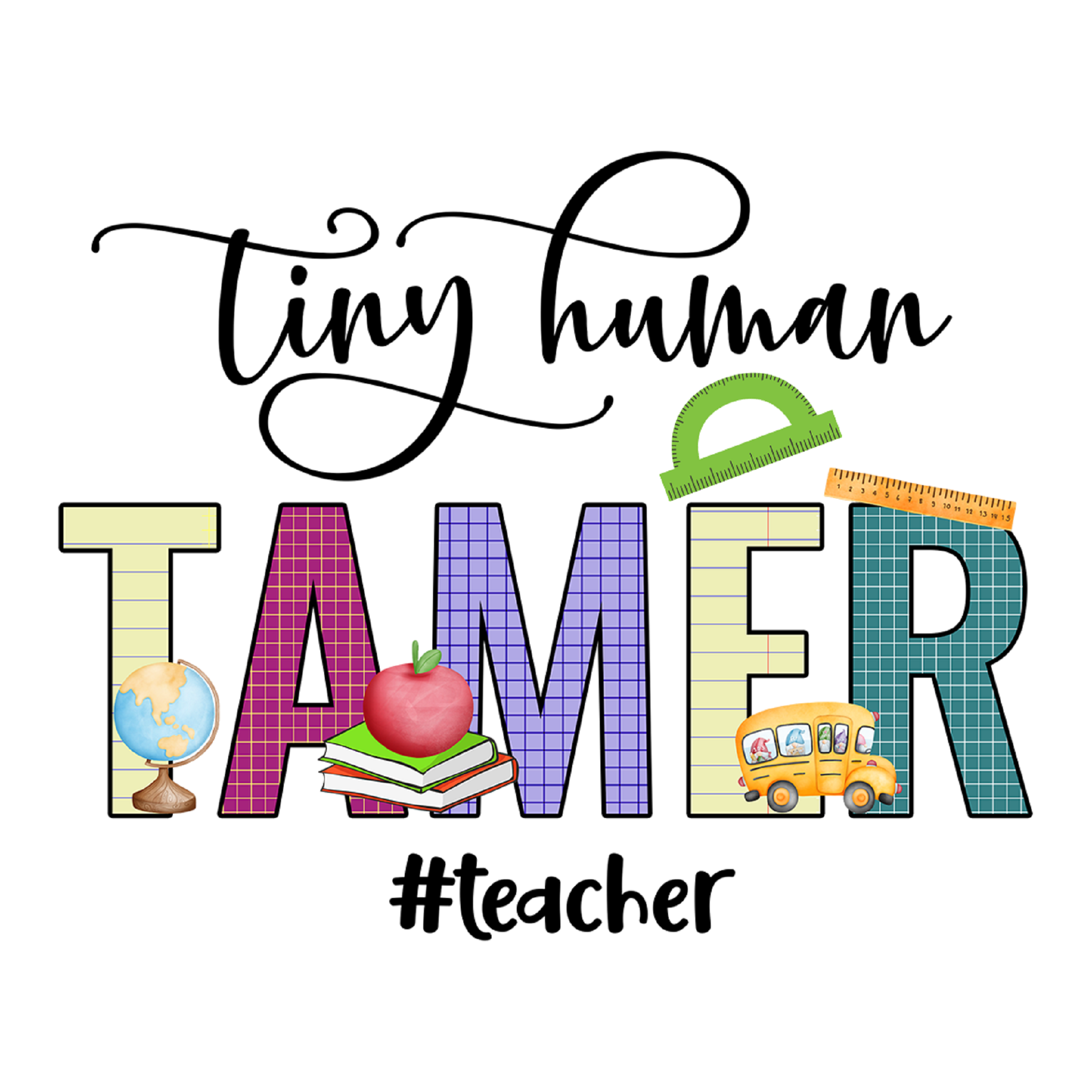 Inspirational Quote "Tiny Human Tamer #Teacher" Motivational Sticker Vinyl Decal Motivation Stickers- 5" Vinyl Sticker Waterproof