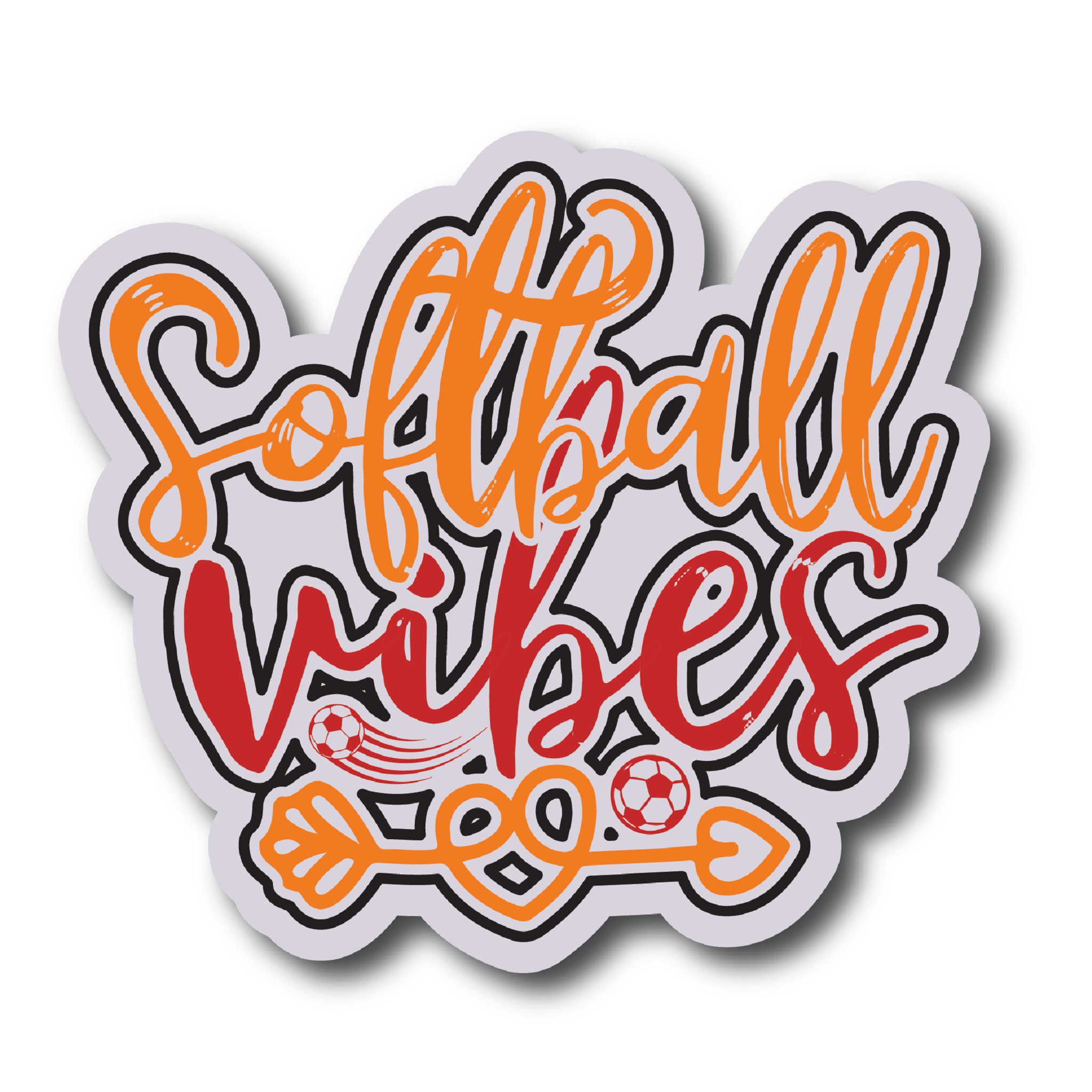 Inspirational Quote Softball Vibes & Motivational Sticker - Vinyl Decal Motivation Stickers- 5" Vinyl Sticker Waterproof