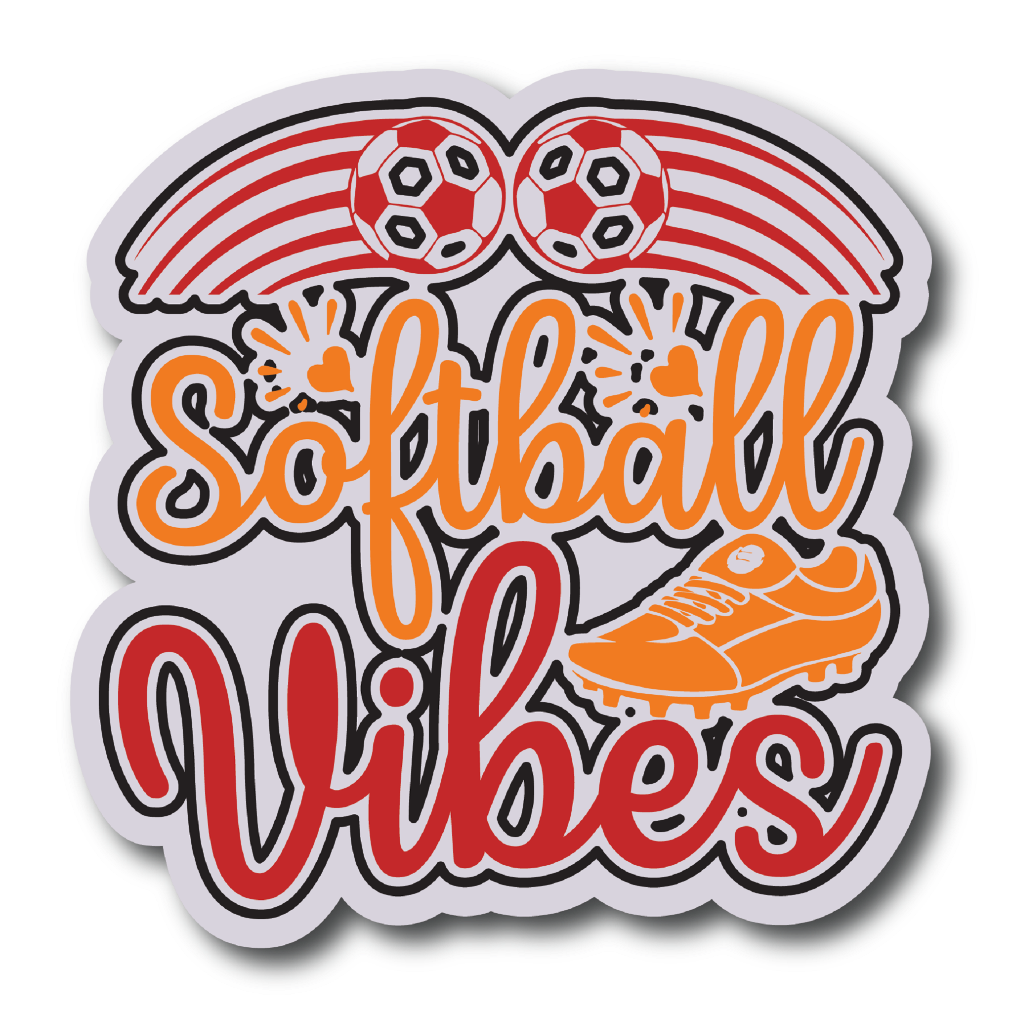Inspirational Quote Softball Vibes Motivational Sticker Vinyl Decal Motivation Stickers- 5" Vinyl Sticker Waterproof