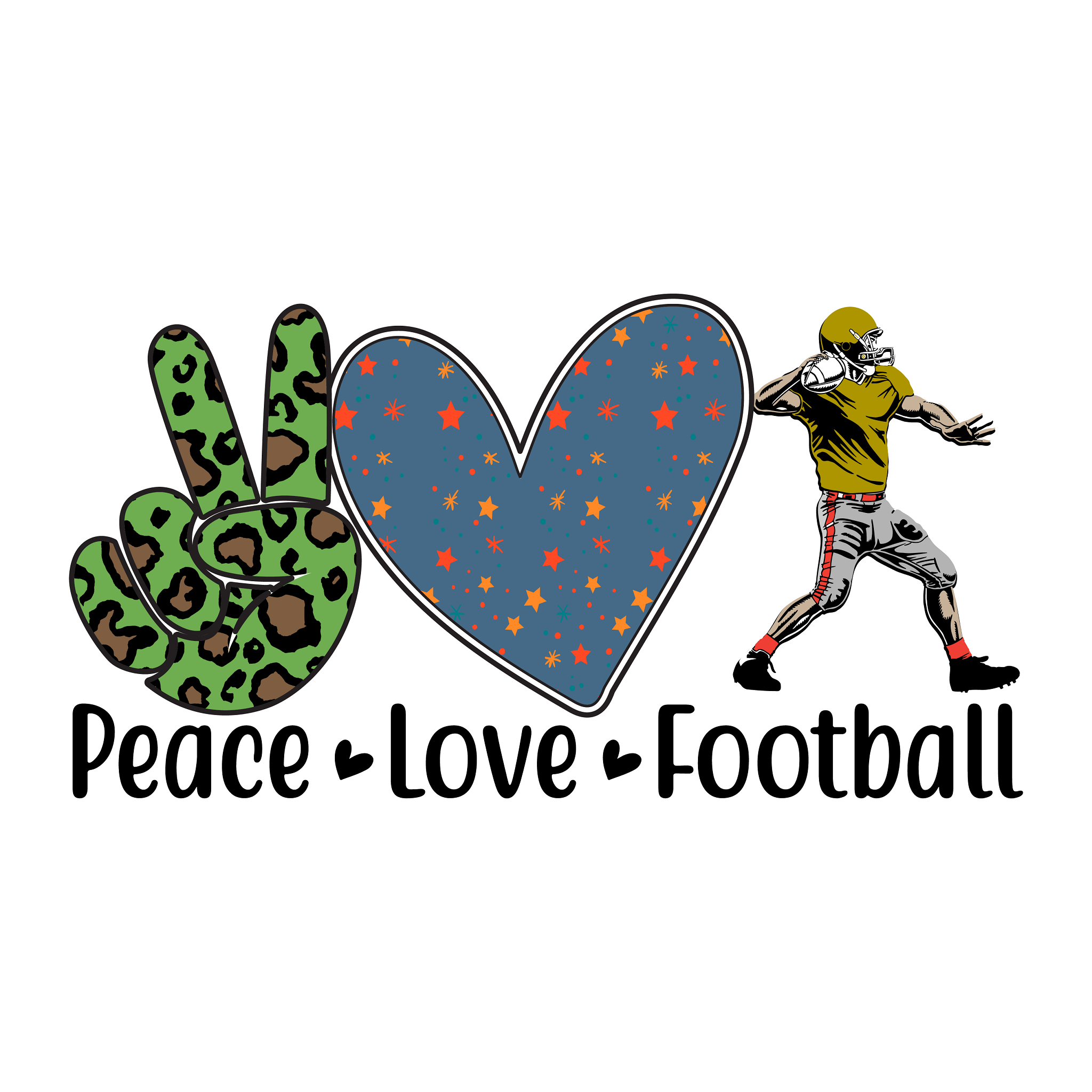 Inspirational Quote Peace Love Football Motivational Sticker Vinyl Decal Motivation Stickers- 5" Vinyl Sticker Waterproof