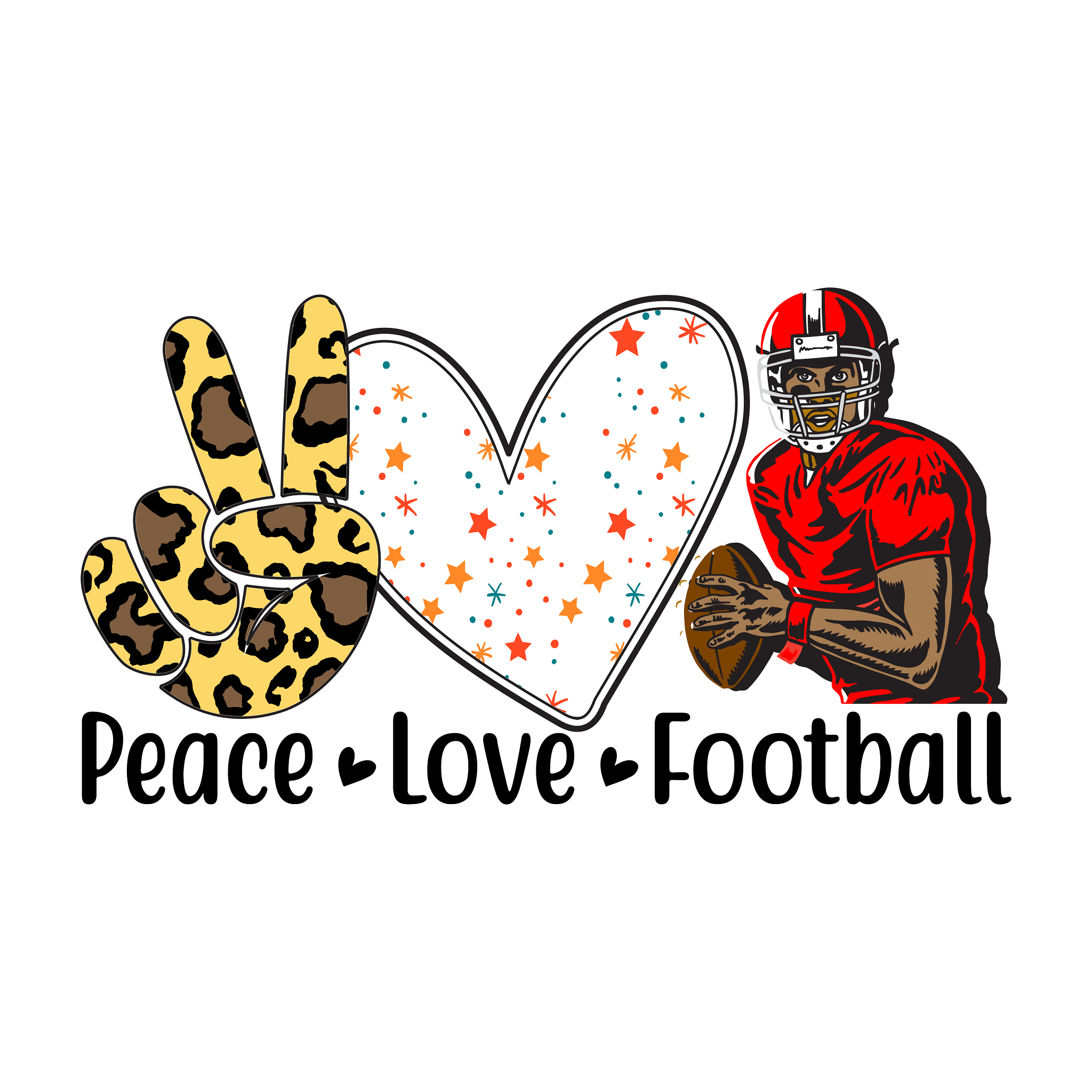 Inspirational Quote Peace Love Football Player Style Motivational Sticker Vinyl Decal Motivation Stickers- 5" Vinyl Sticker Waterproof