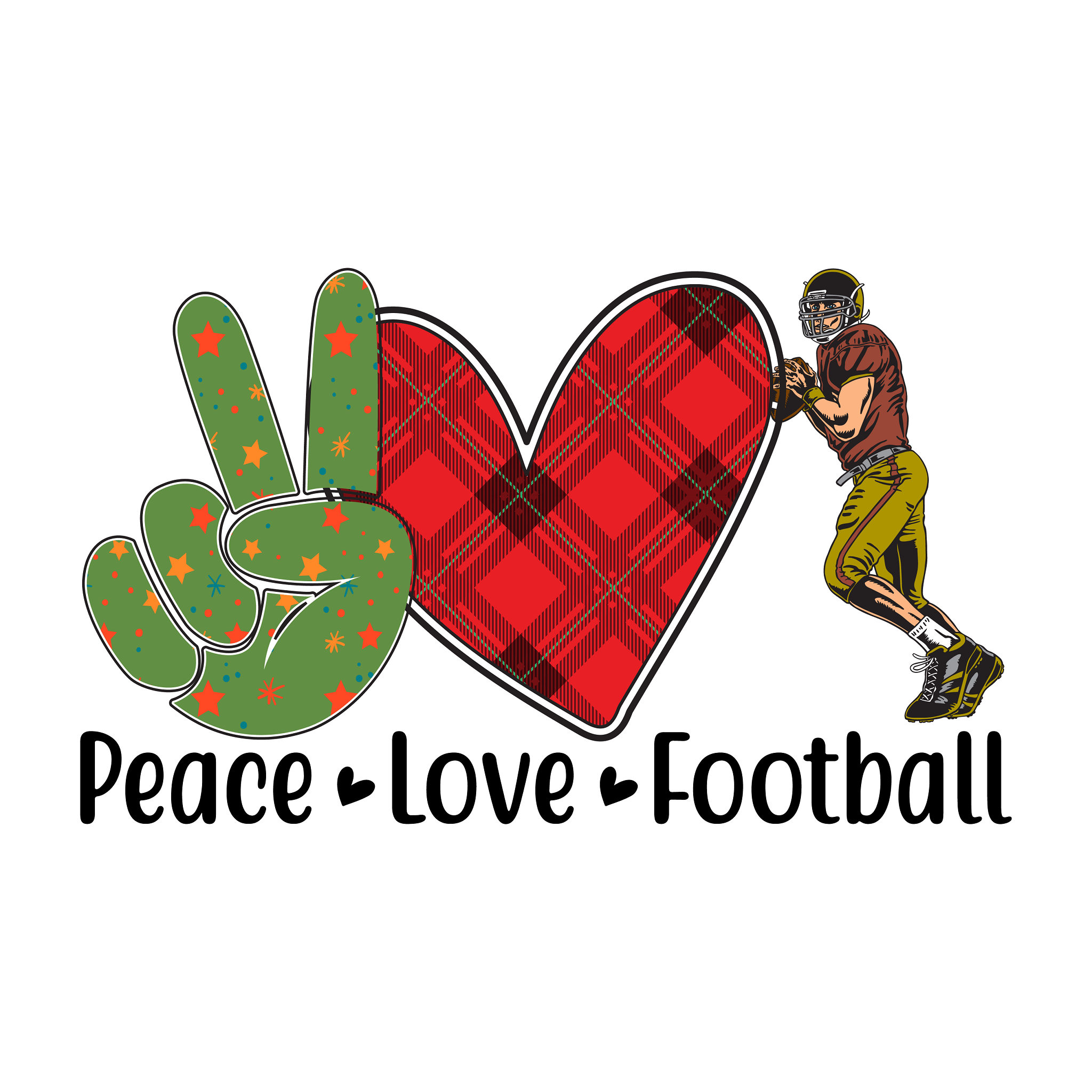 Inspirational Quote Peace Love Football Heart Sticker Motivational Sticker Vinyl Decal Motivation Stickers- 5" Vinyl Sticker Waterproof