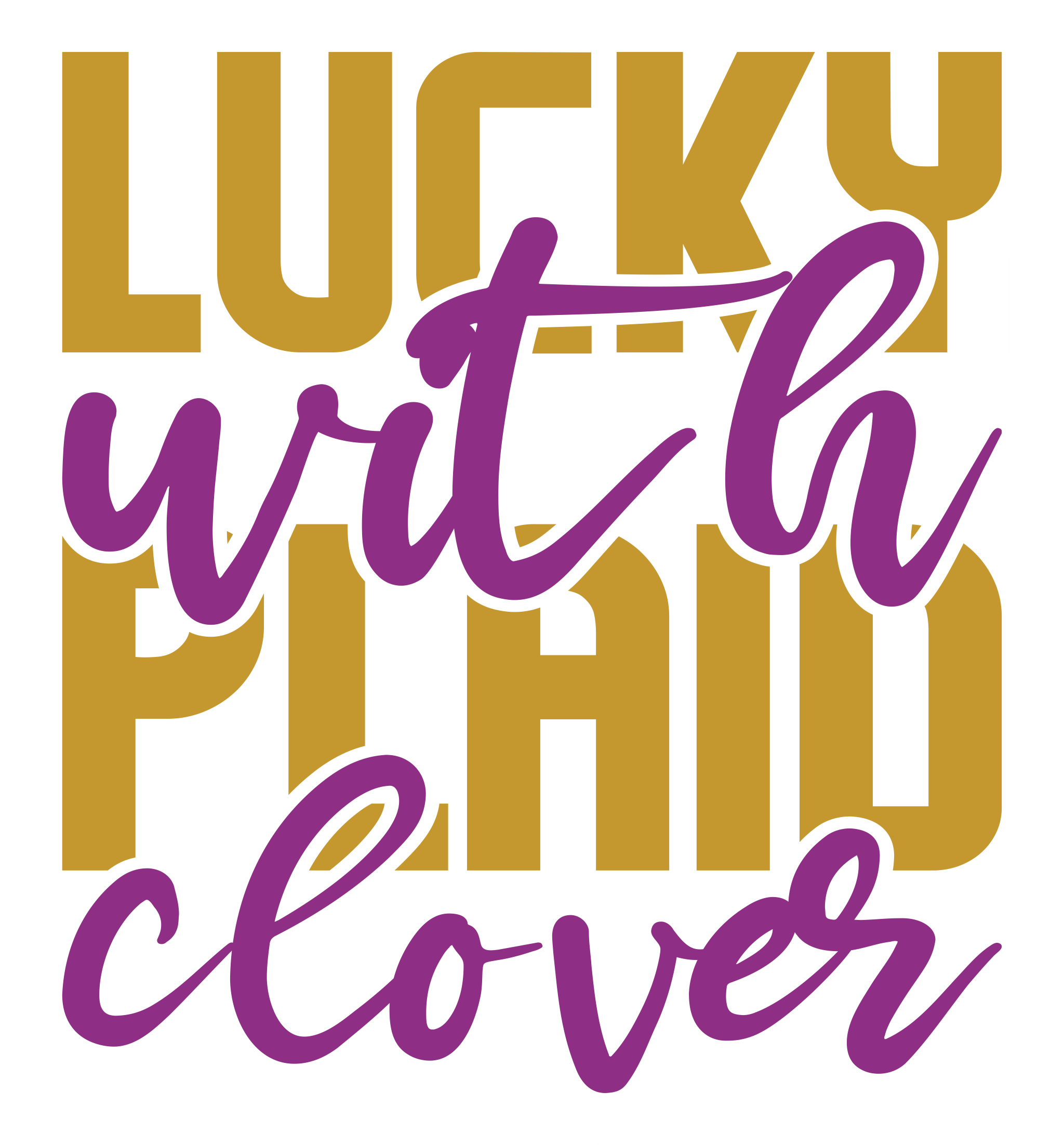 Inspirational Quote Lucky with Plaid Clover. Motivational Sticker Vinyl Decal Motivation Stickers- 5" Vinyl Sticker Waterproof