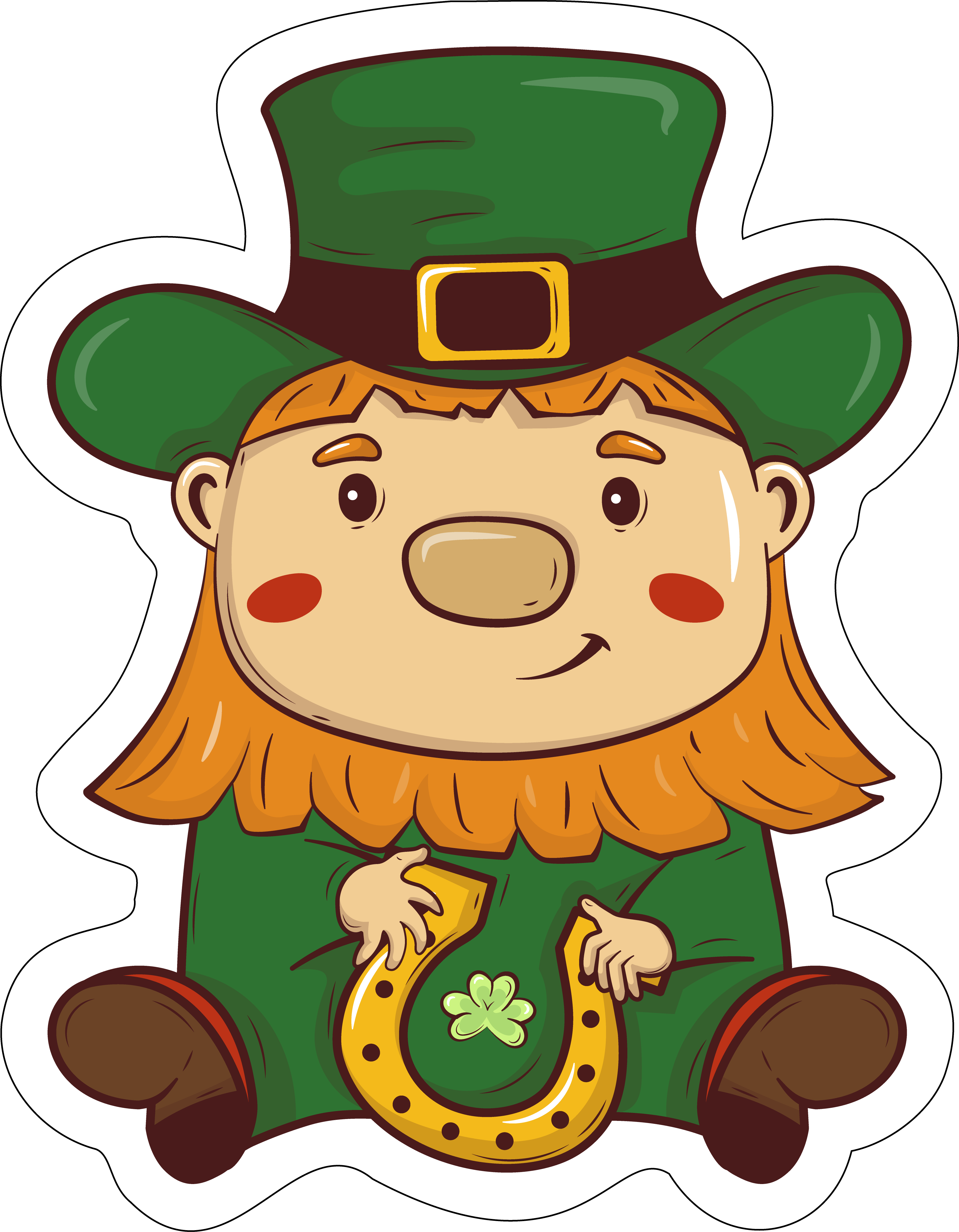 Inspirational Quote Doodle Saint Patrick Holding Horshoe Motivational Sticker Vinyl Decal Motivation Stickers- 5" Vinyl Sticker Waterproof